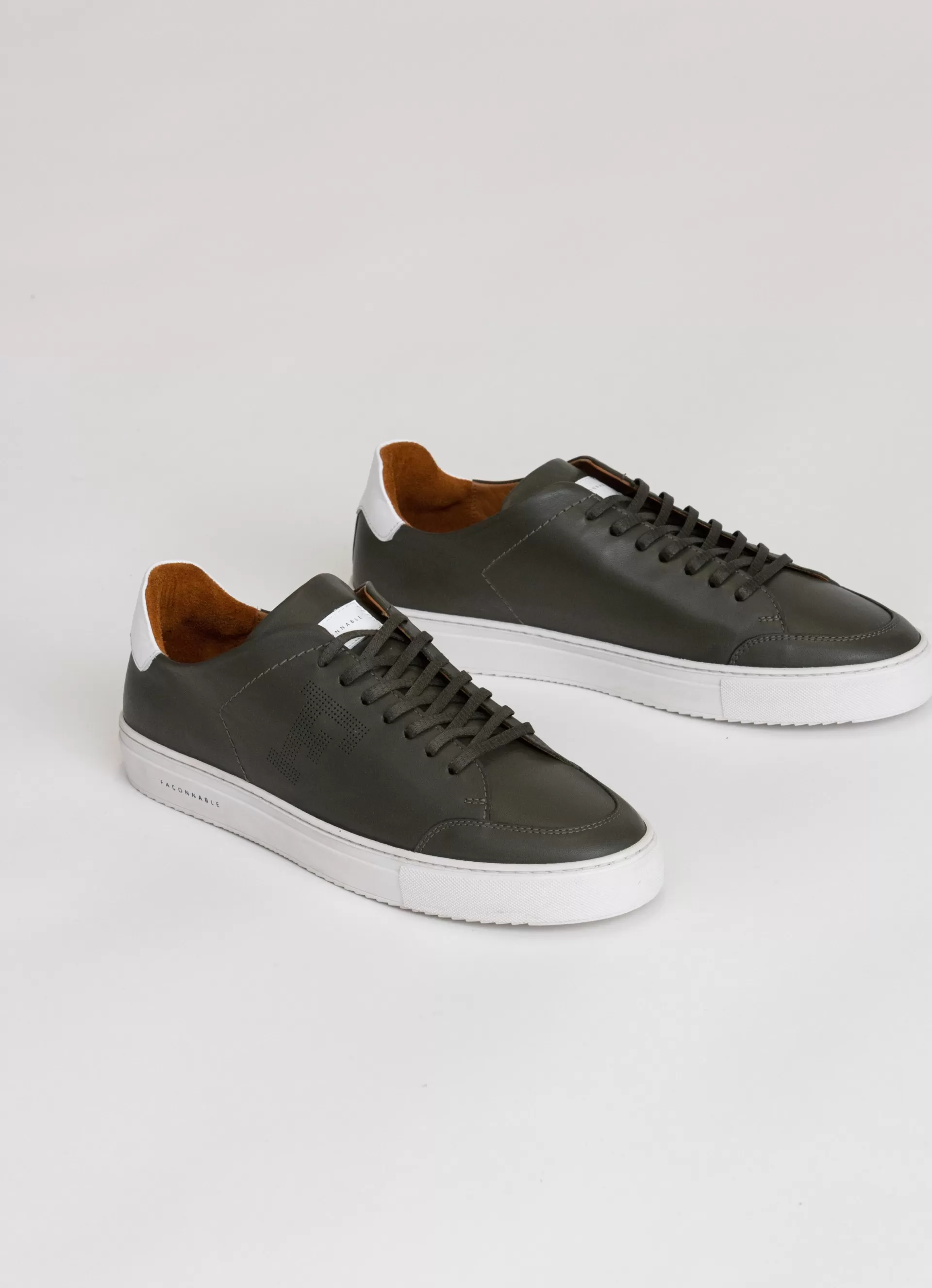 Sneakers>Façonnable Baskets En Cuir Khaki Green
