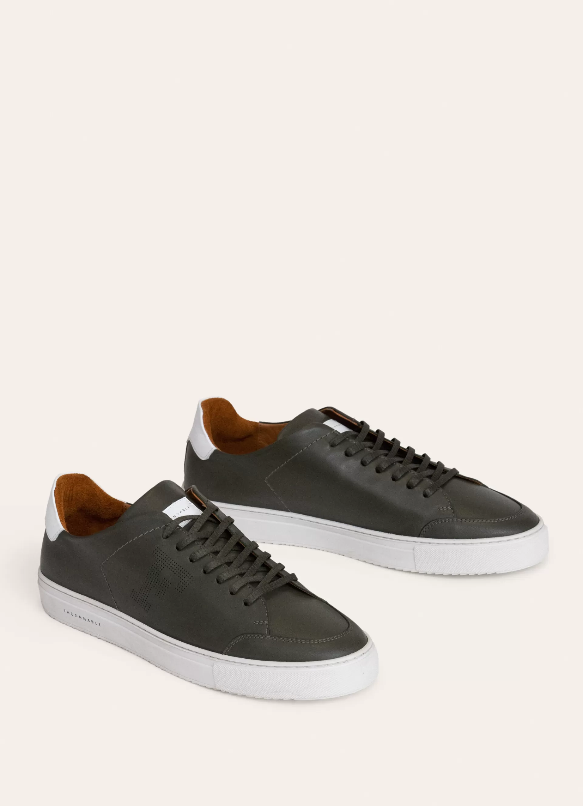 Sneakers>Façonnable Baskets En Cuir Khaki Green