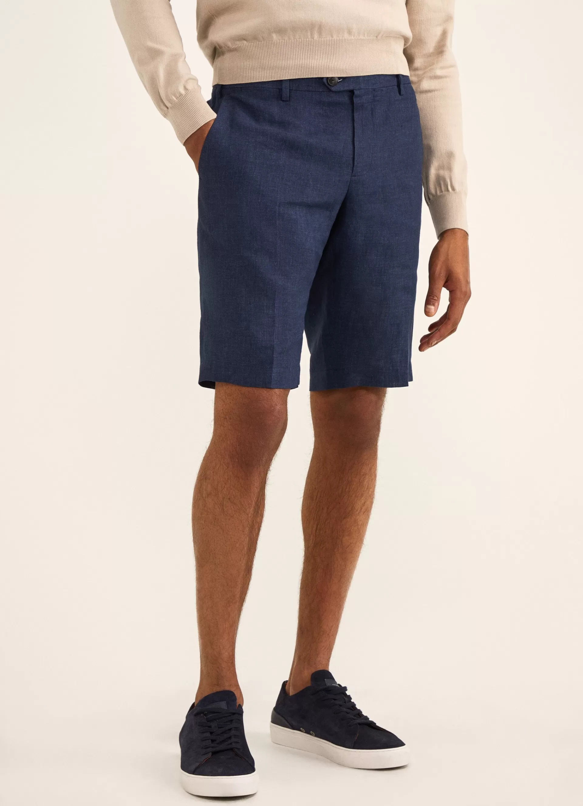 Pantalons>Façonnable Bermuda Effet Denim Dk Blu Marl