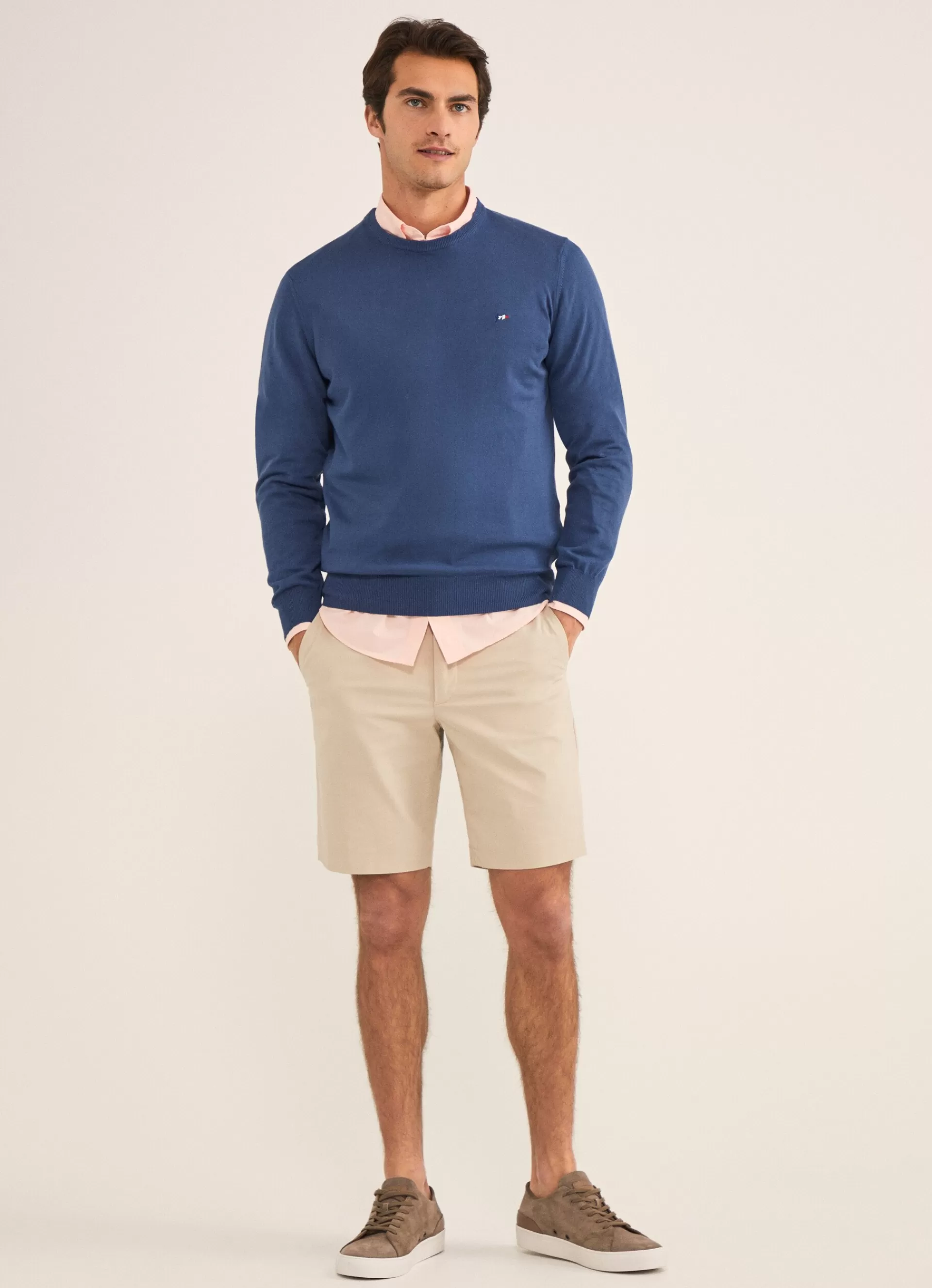 Pantalons>Façonnable Bermuda En Coton Taille Elastique Light Beige