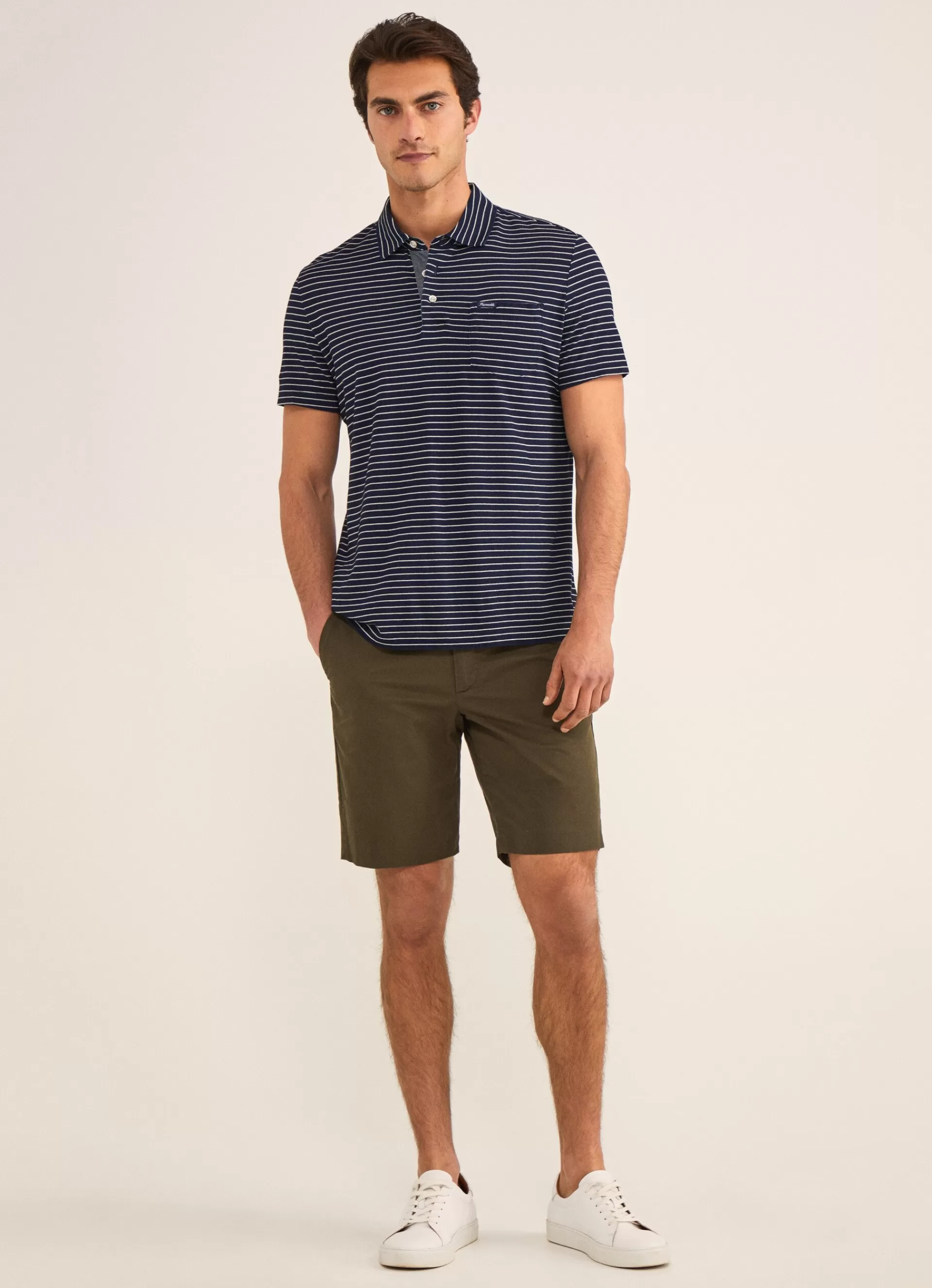 Pantalons>Façonnable Bermuda En Coton Taille Elastique Khaki Green