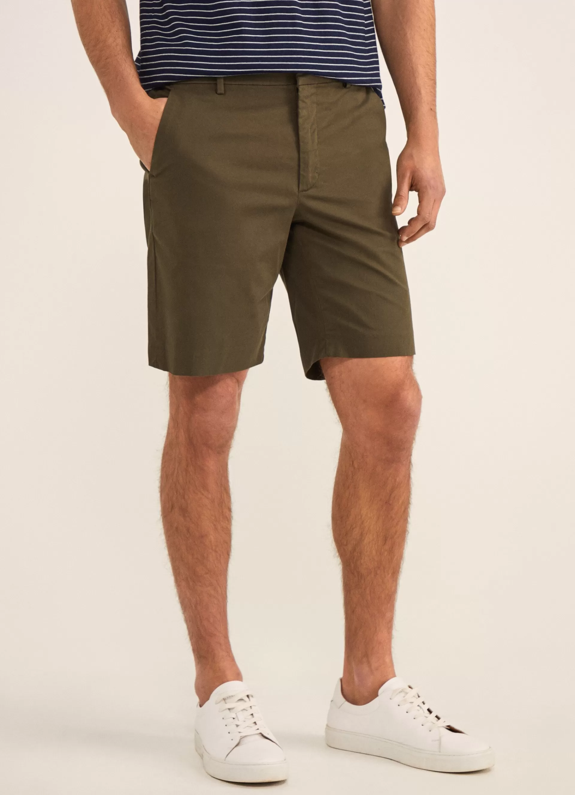 Pantalons>Façonnable Bermuda En Coton Taille Elastique Khaki Green