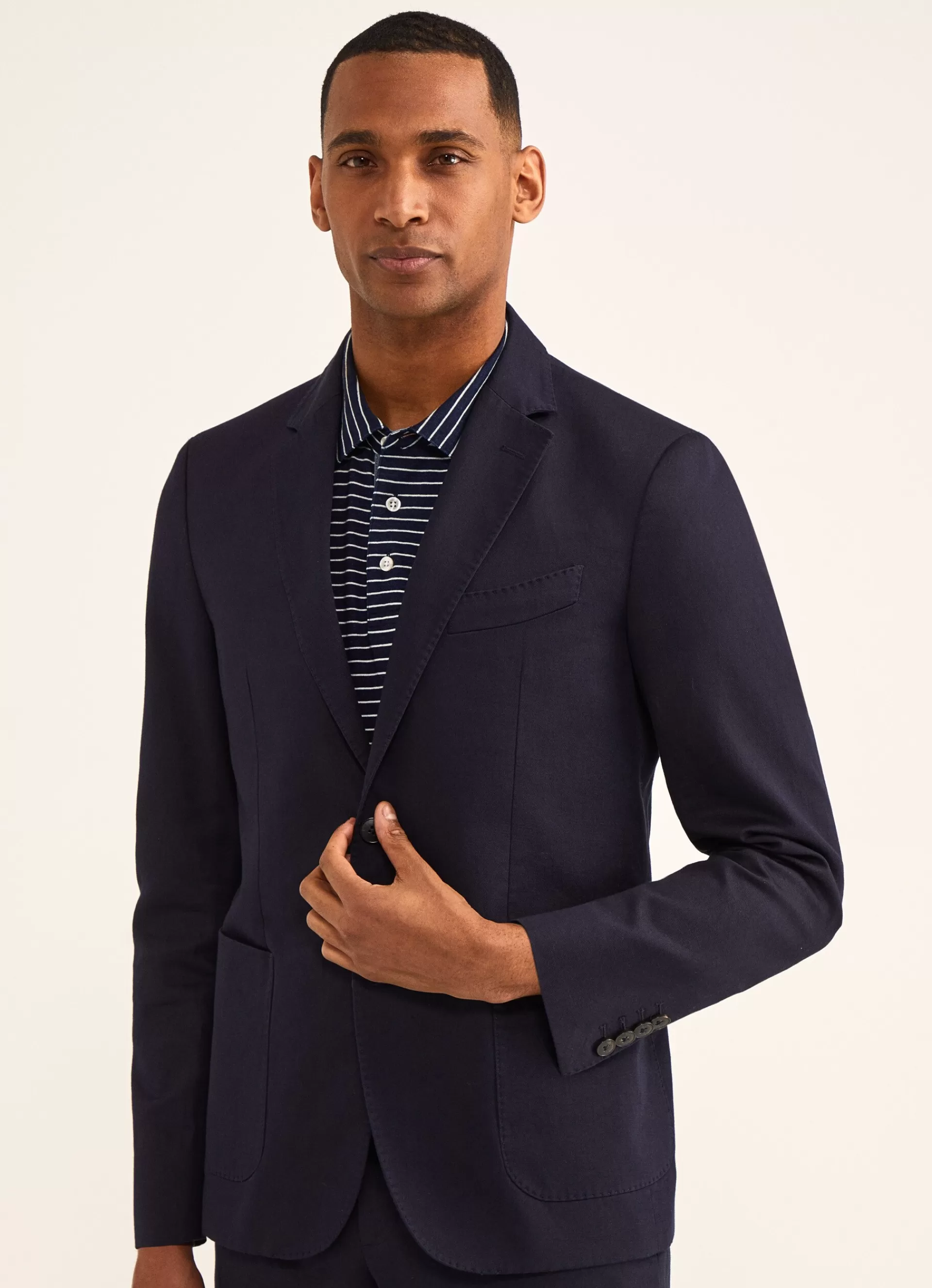 Lin>Façonnable Blazer En Lin Et En Coton Marine