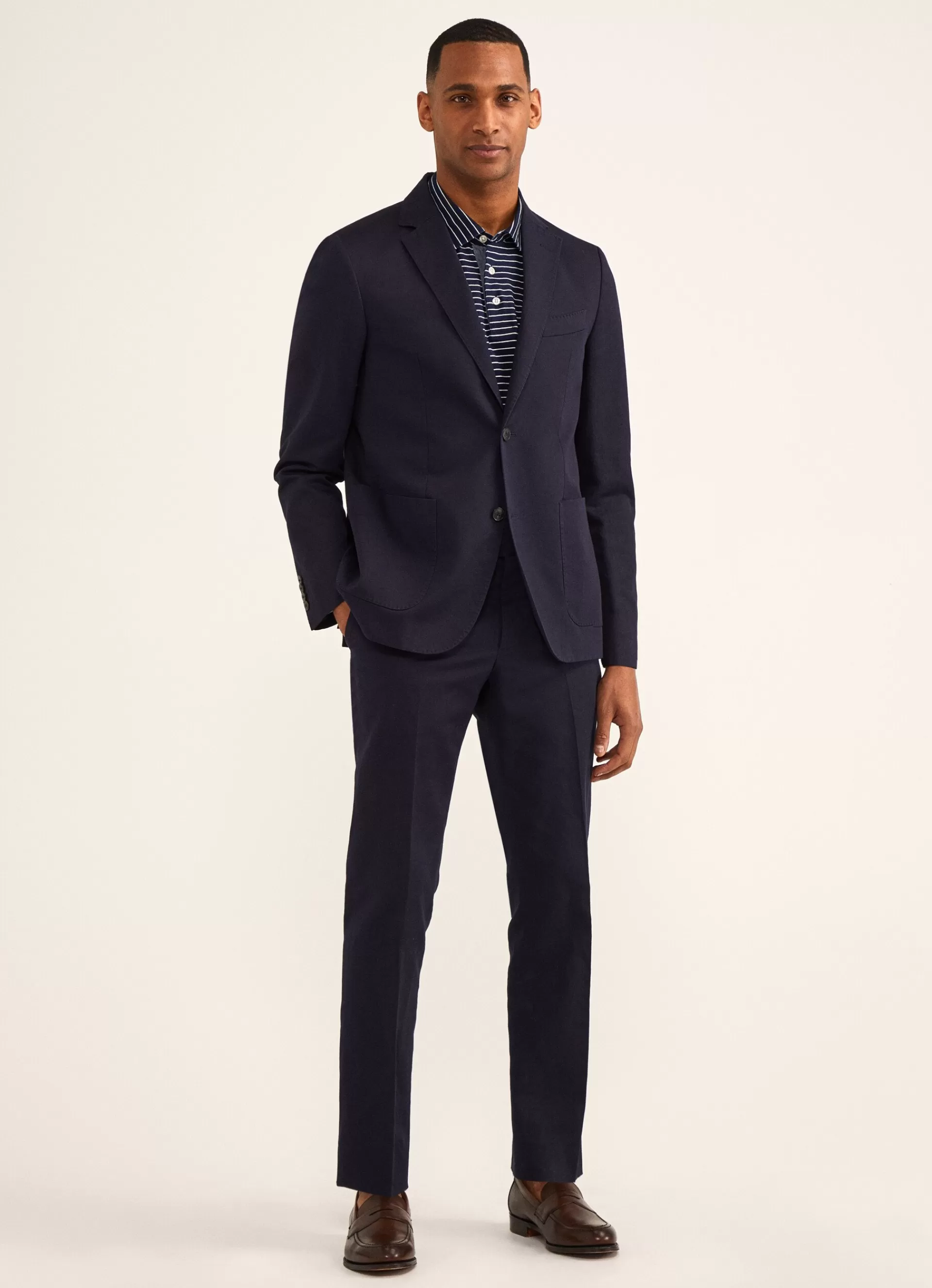 Lin>Façonnable Blazer En Lin Et En Coton Marine