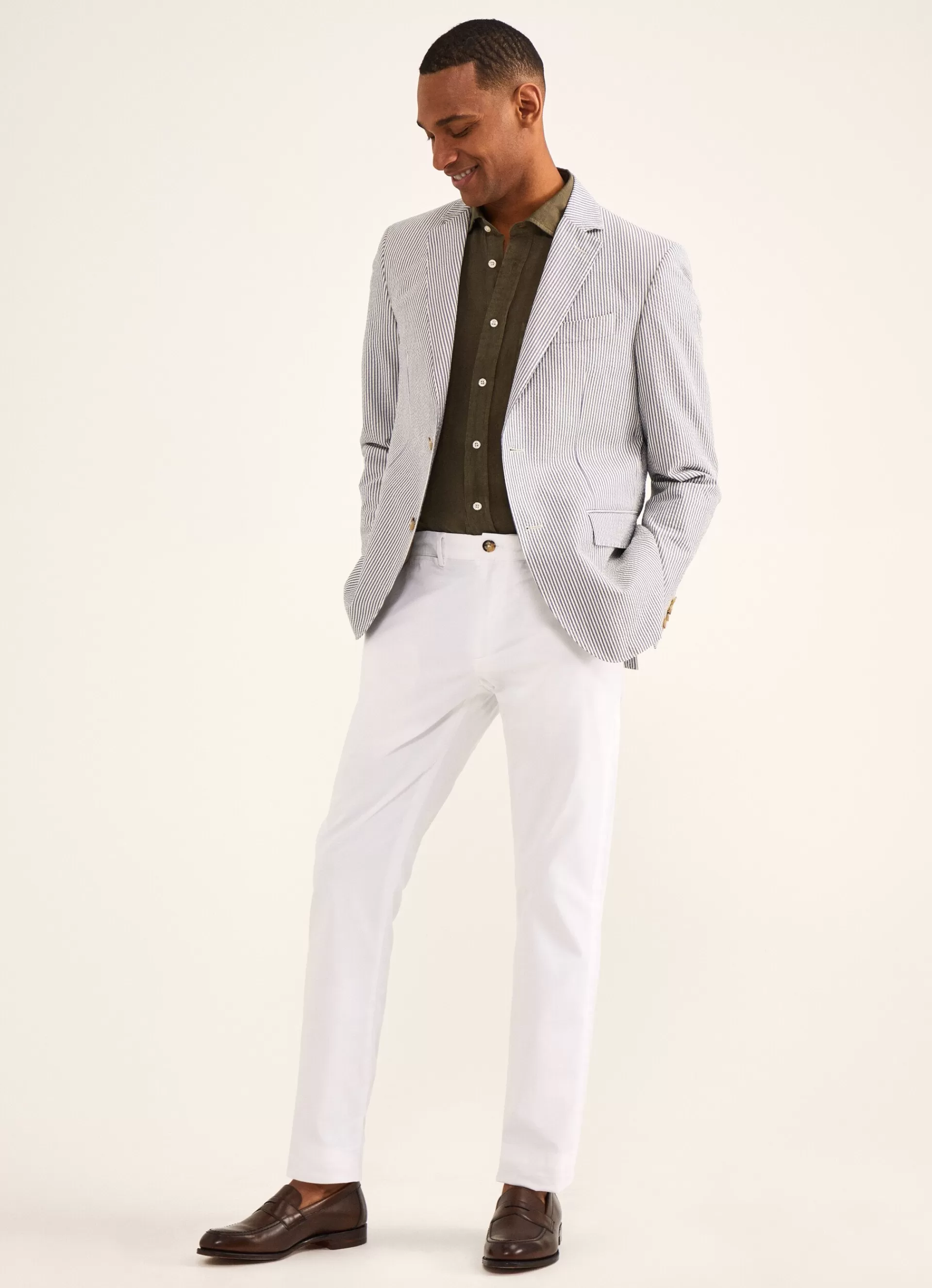 Blazers>Façonnable Blazer En Seersucker De Coton Blue/White