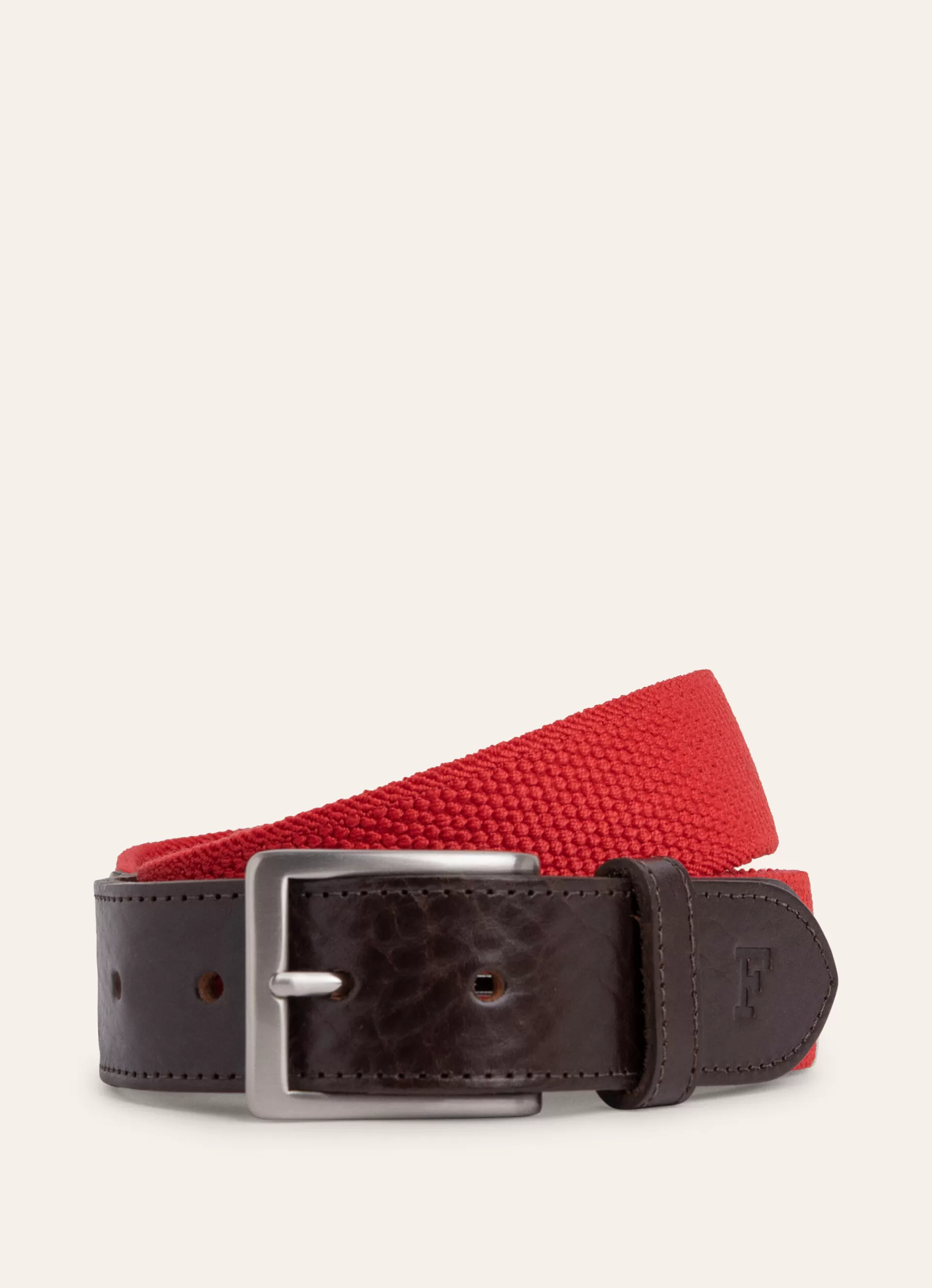 Ceintures>Façonnable Ceinture En Cuir Tresse Mars Red