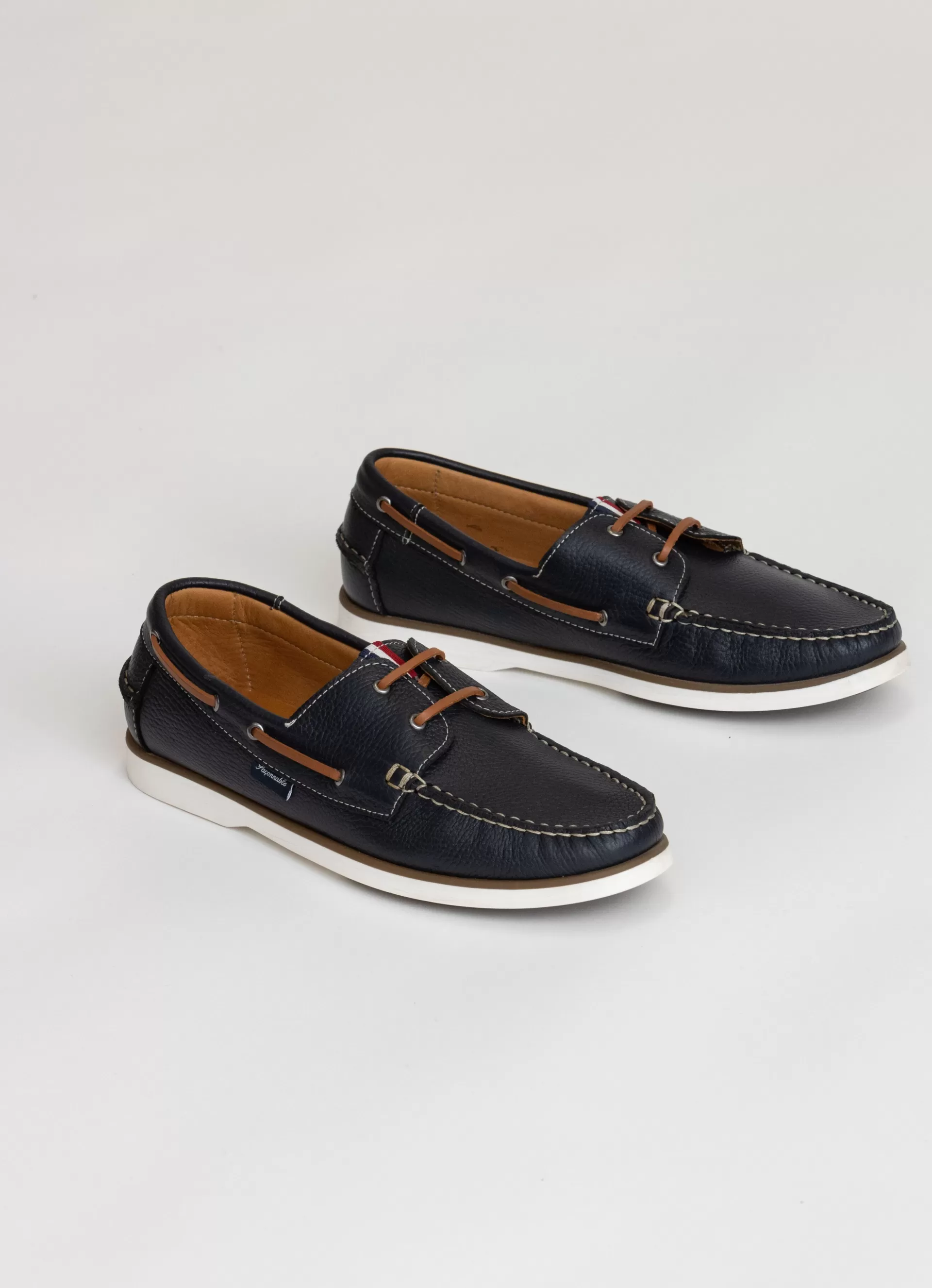 Summer Shoes>Façonnable Chaussures Bateau En Cuir Marine