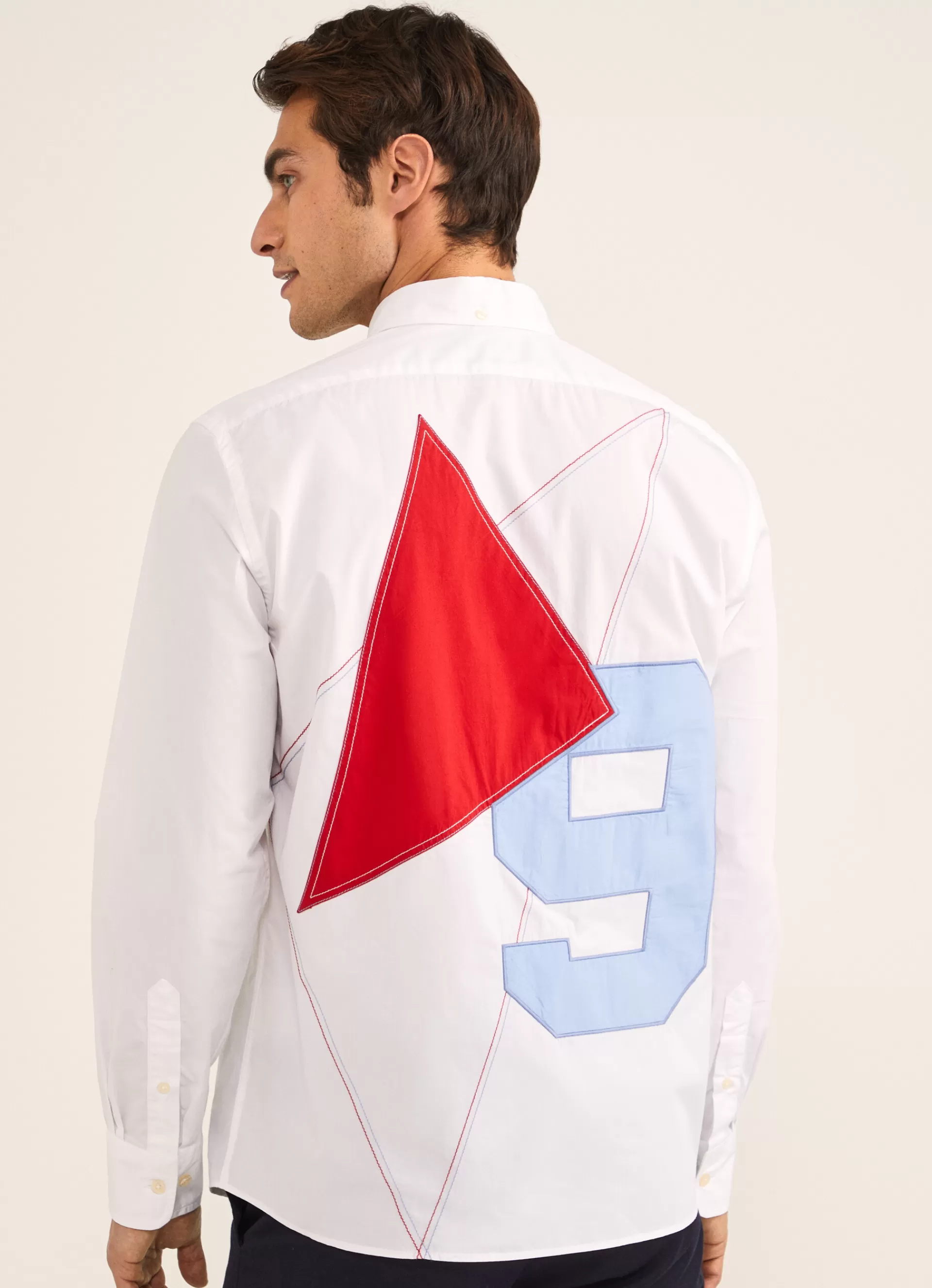 Chemises>Façonnable Chemise A Details Contrastes En Popeline White/Multi