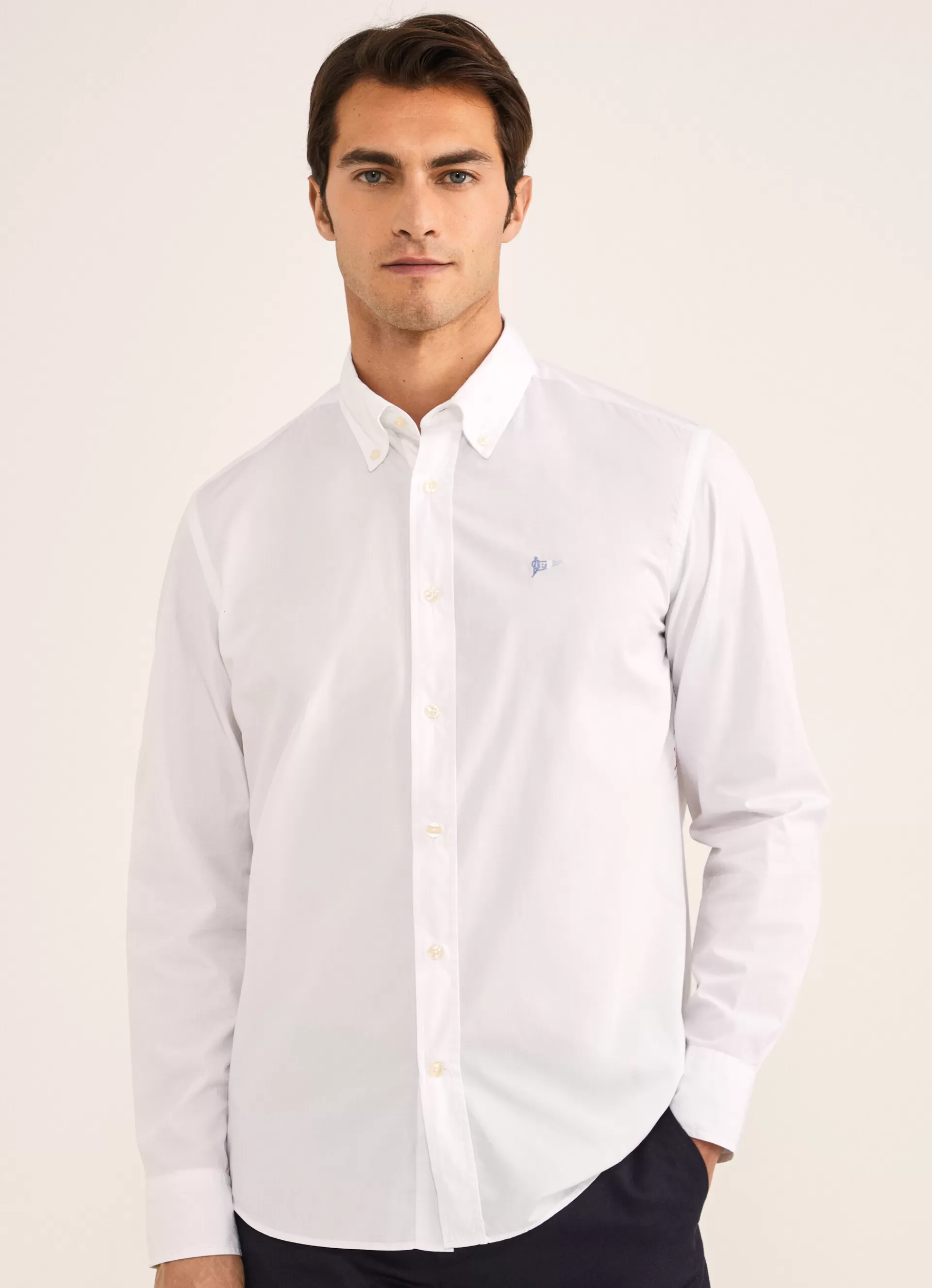 Chemises>Façonnable Chemise A Details Contrastes En Popeline White/Multi