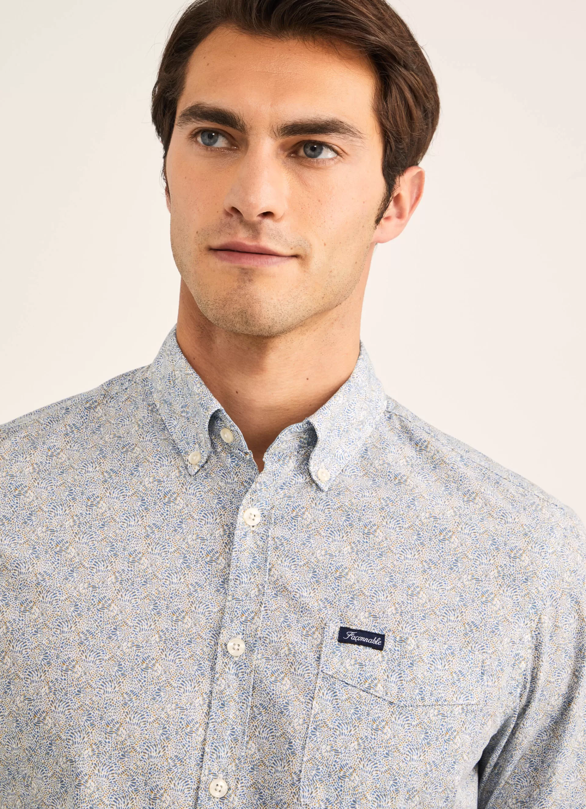 Chemises>Façonnable Chemise A Fleurs Blue/Denim