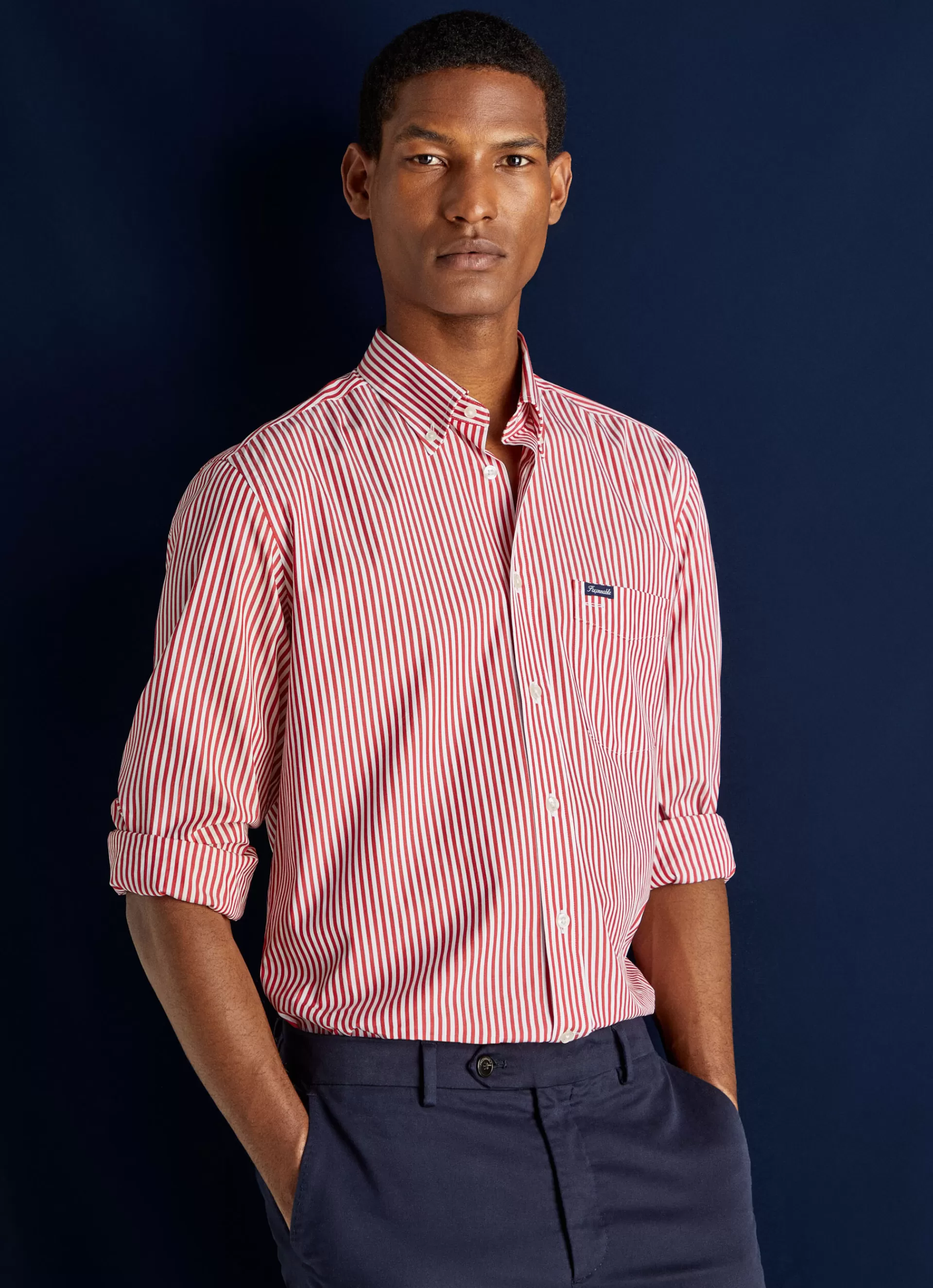 Chemises>Façonnable Chemise A Rayures Bengale En Popeline Mars Red