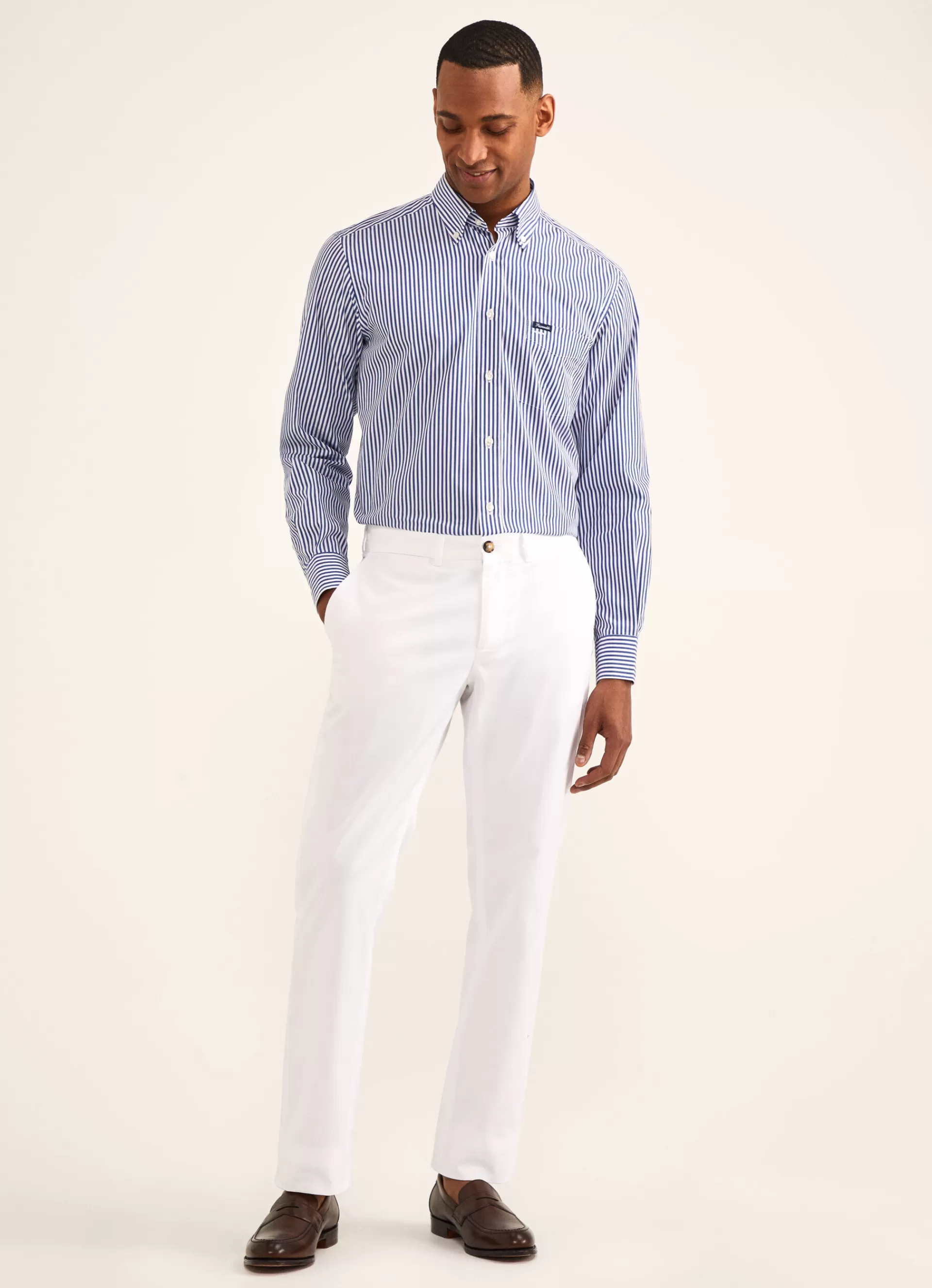 Chemises>Façonnable Chemise A Rayures Bengale En Popeline Naval Blue