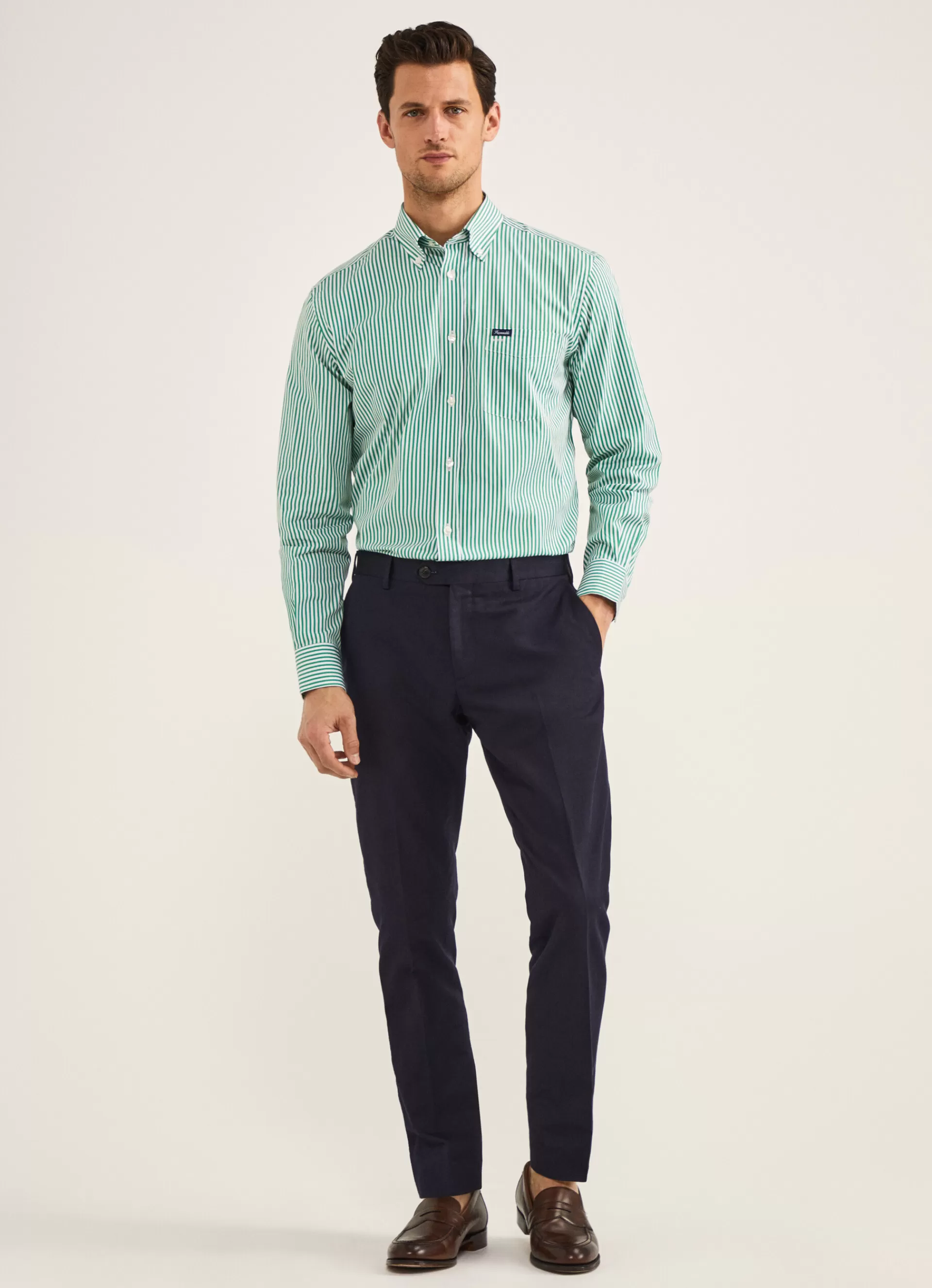 Chemises>Façonnable Chemise A Rayures Bengale En Popeline Bright Green