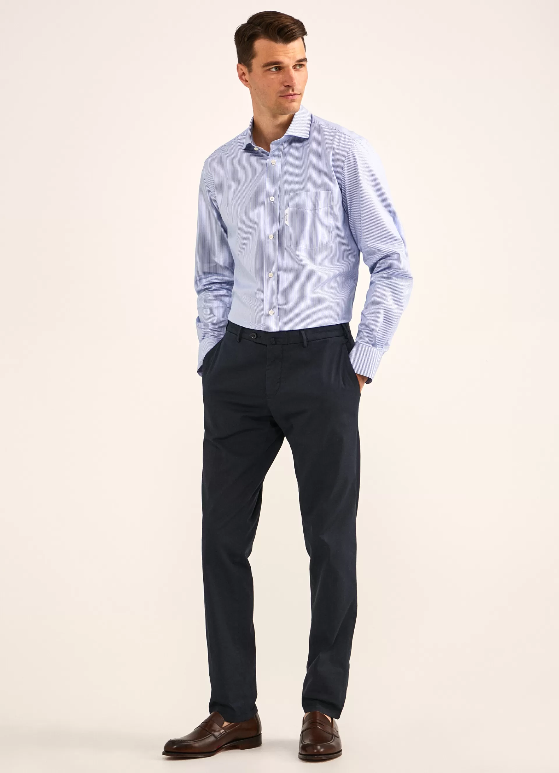 Chemises>Façonnable Chemise A Rayures En Lyocell Blue