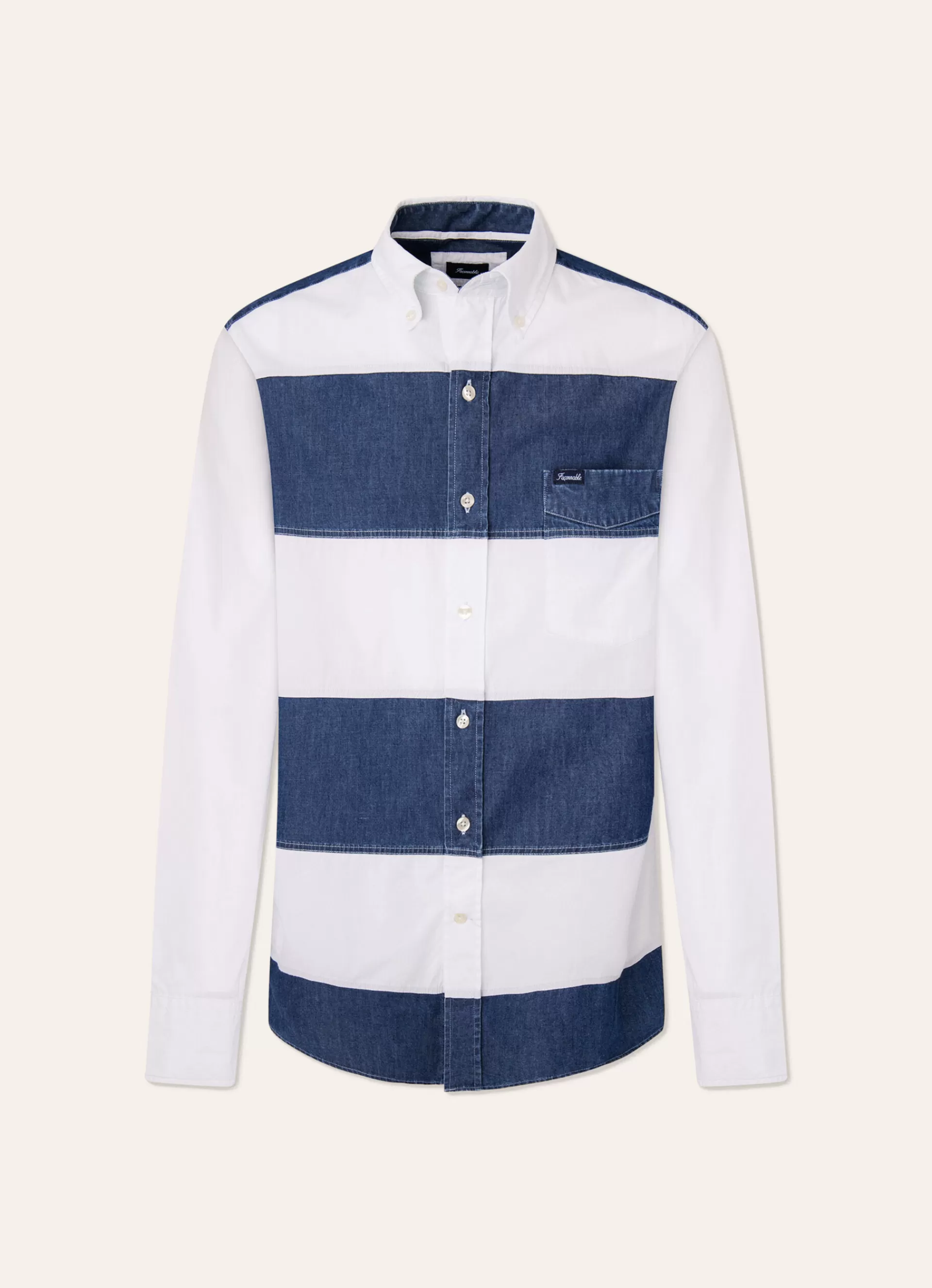 Chemises>Façonnable Chemise Bicolore Denim/White