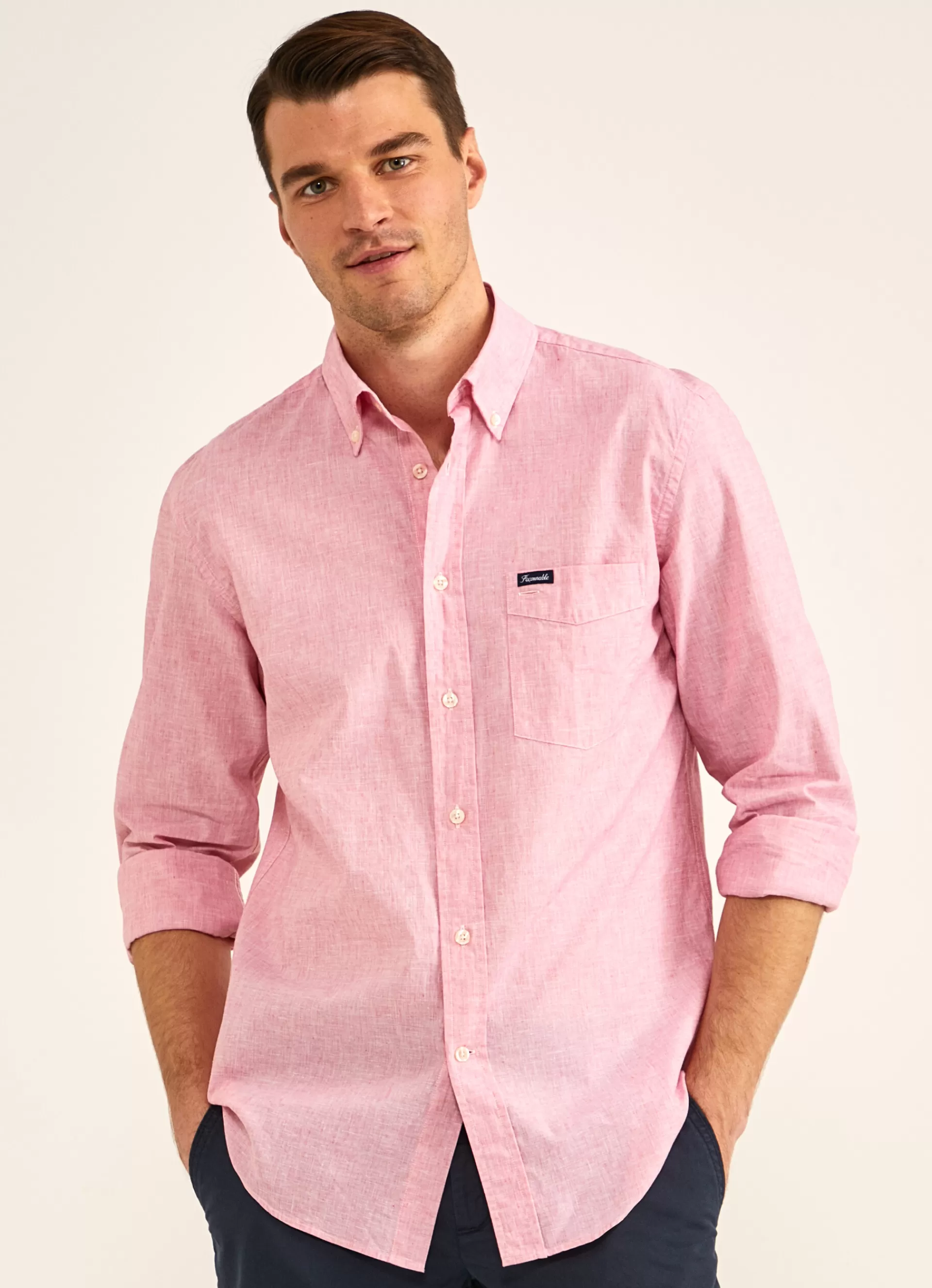 Lin>Façonnable Chemise En Coton Et Lin Mars Red