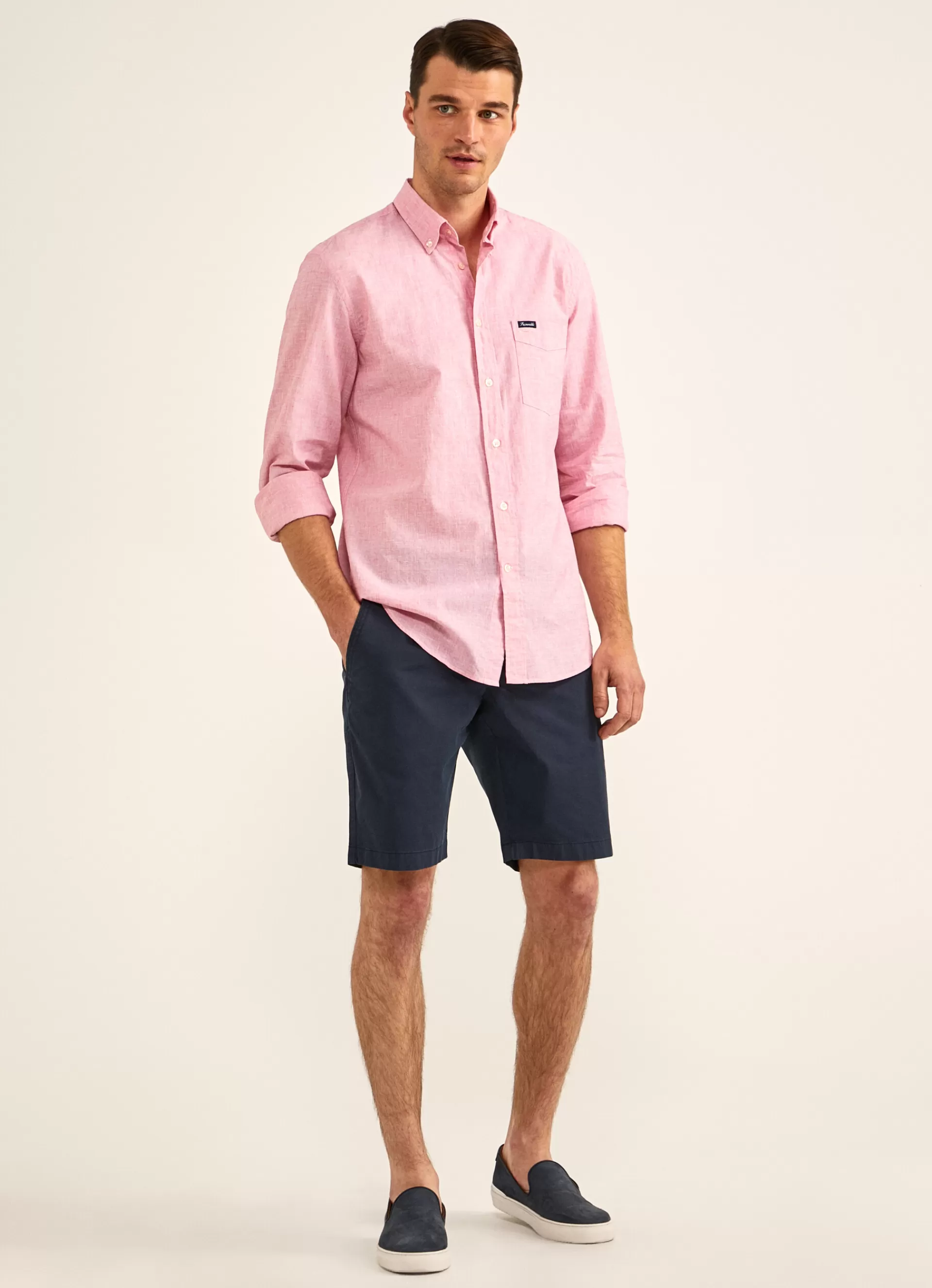 Lin>Façonnable Chemise En Coton Et Lin Mars Red