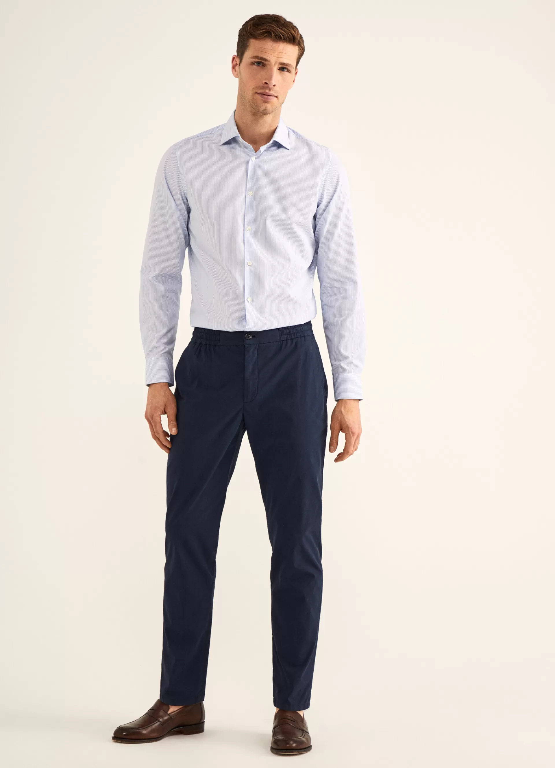 Chemises>Façonnable Chemise En Jersey De Coton White/Blue