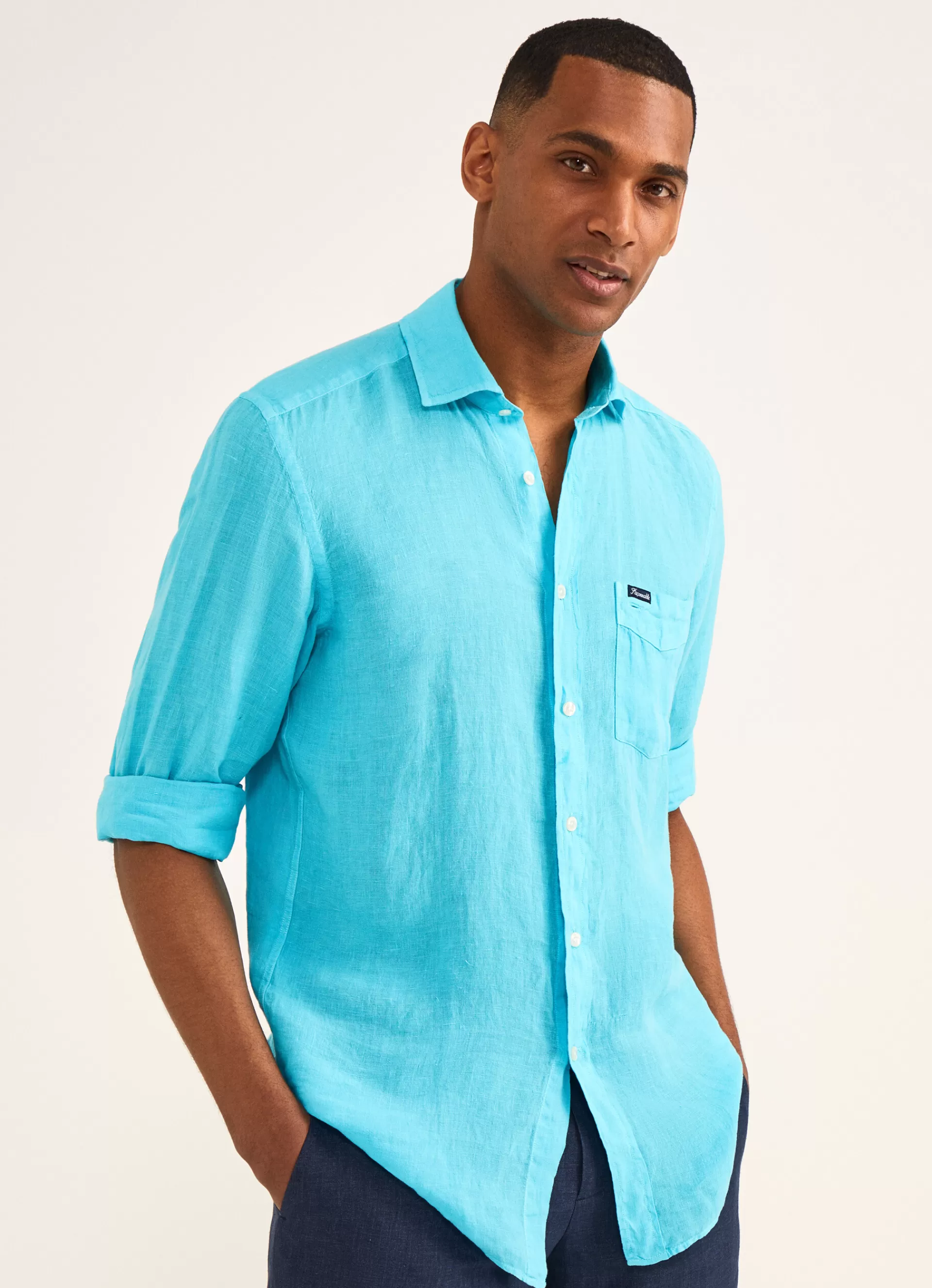 Lin>Façonnable Chemise En Lin Turquoise