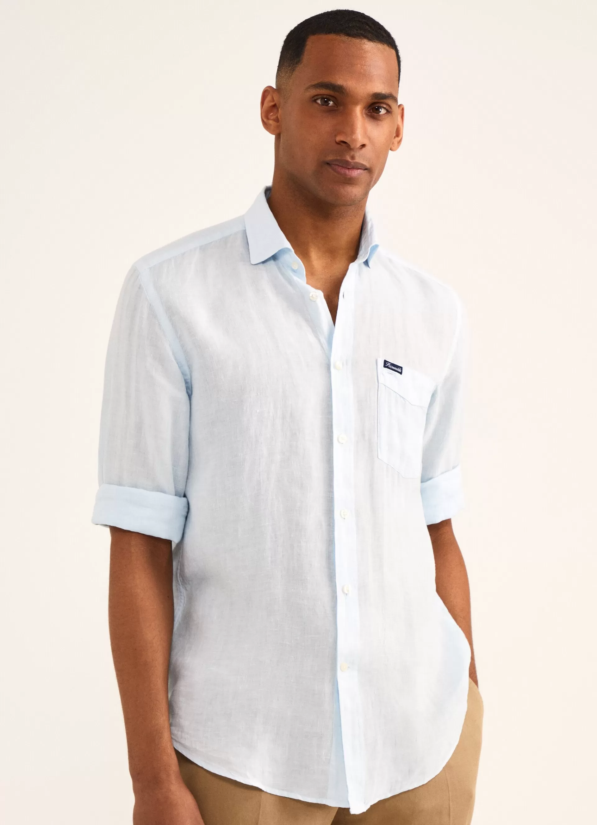 Chemises>Façonnable Chemise En Lin Horizon Blue