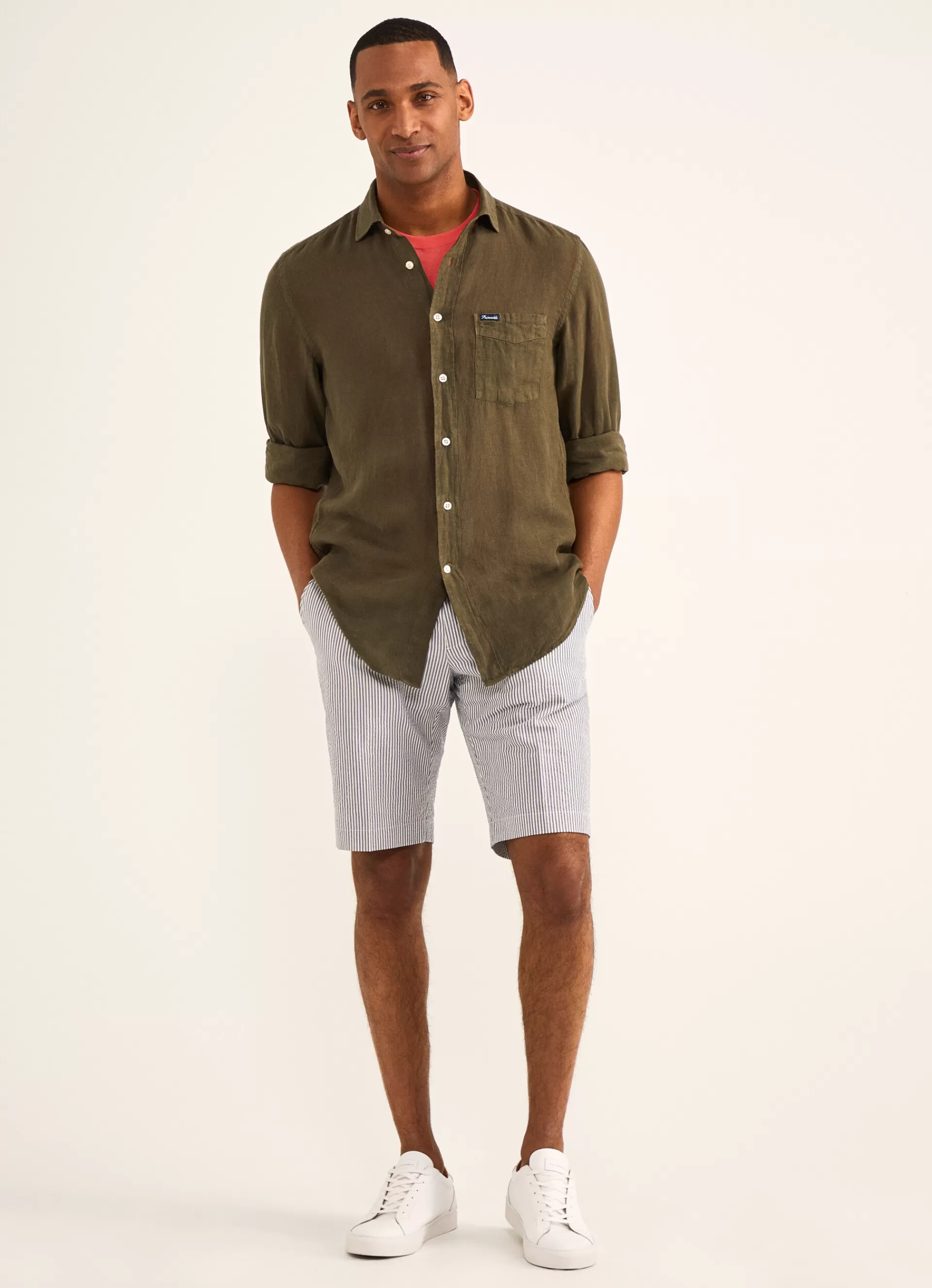 Lin>Façonnable Chemise En Lin Khaki Green