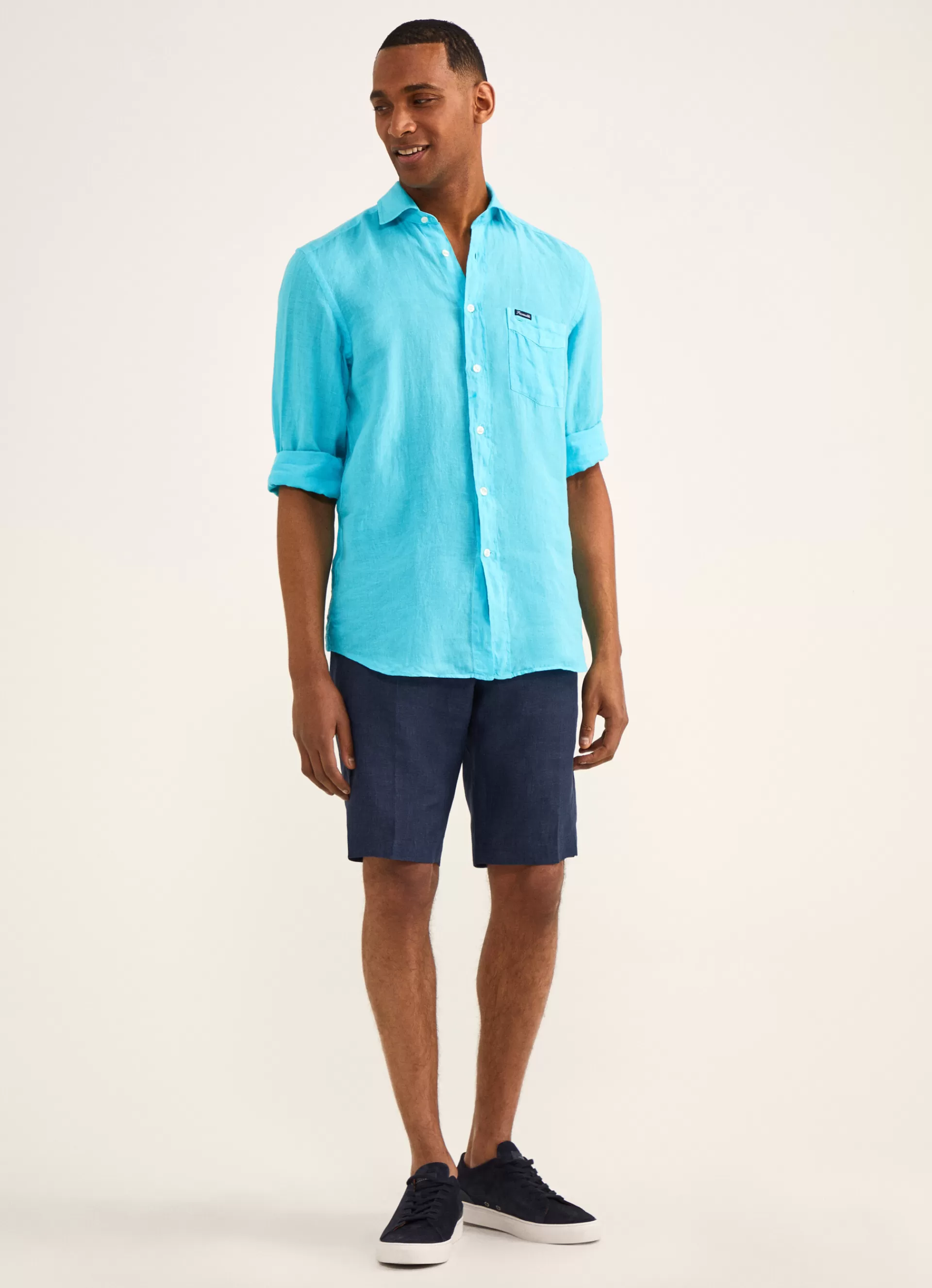 Lin>Façonnable Chemise En Lin Turquoise
