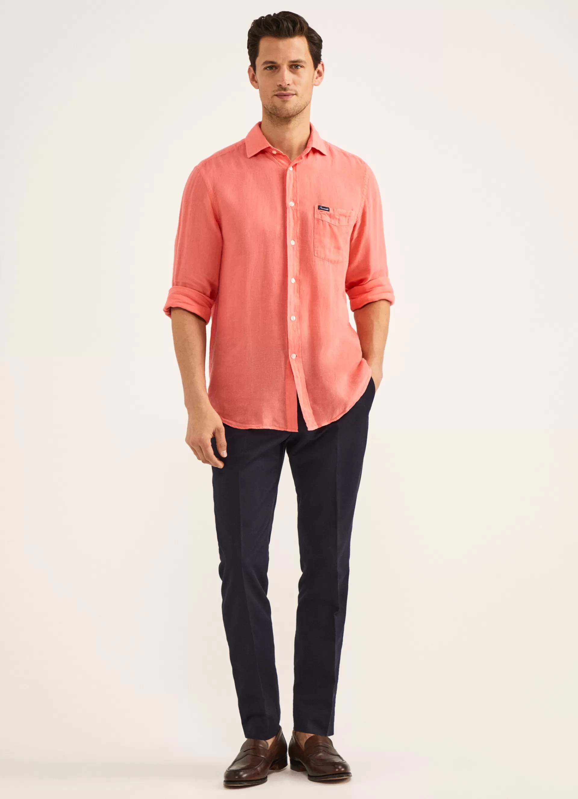 Lin>Façonnable Chemise En Lin Hibiscus
