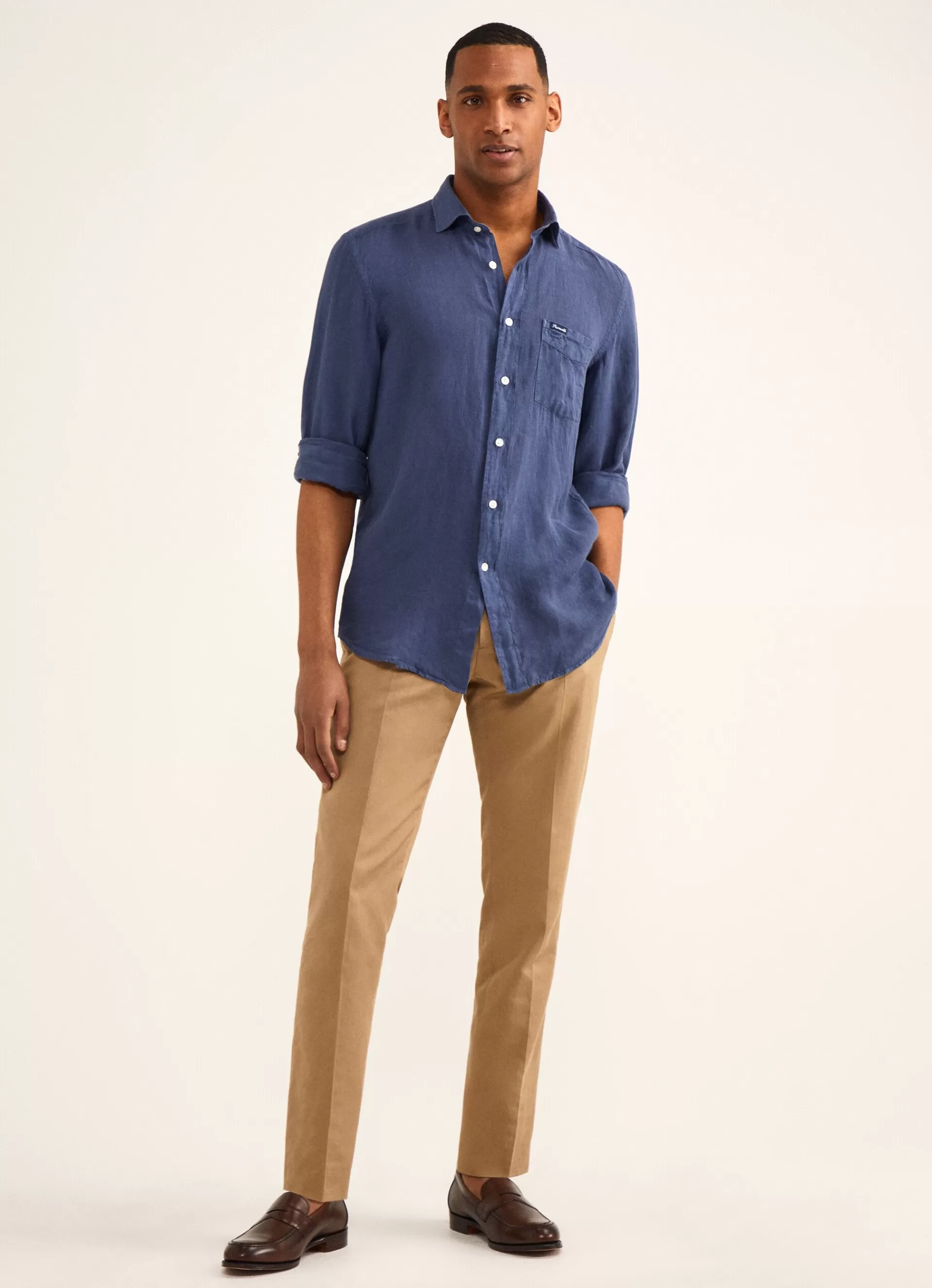 Chemises>Façonnable Chemise En Lin Pop Blue