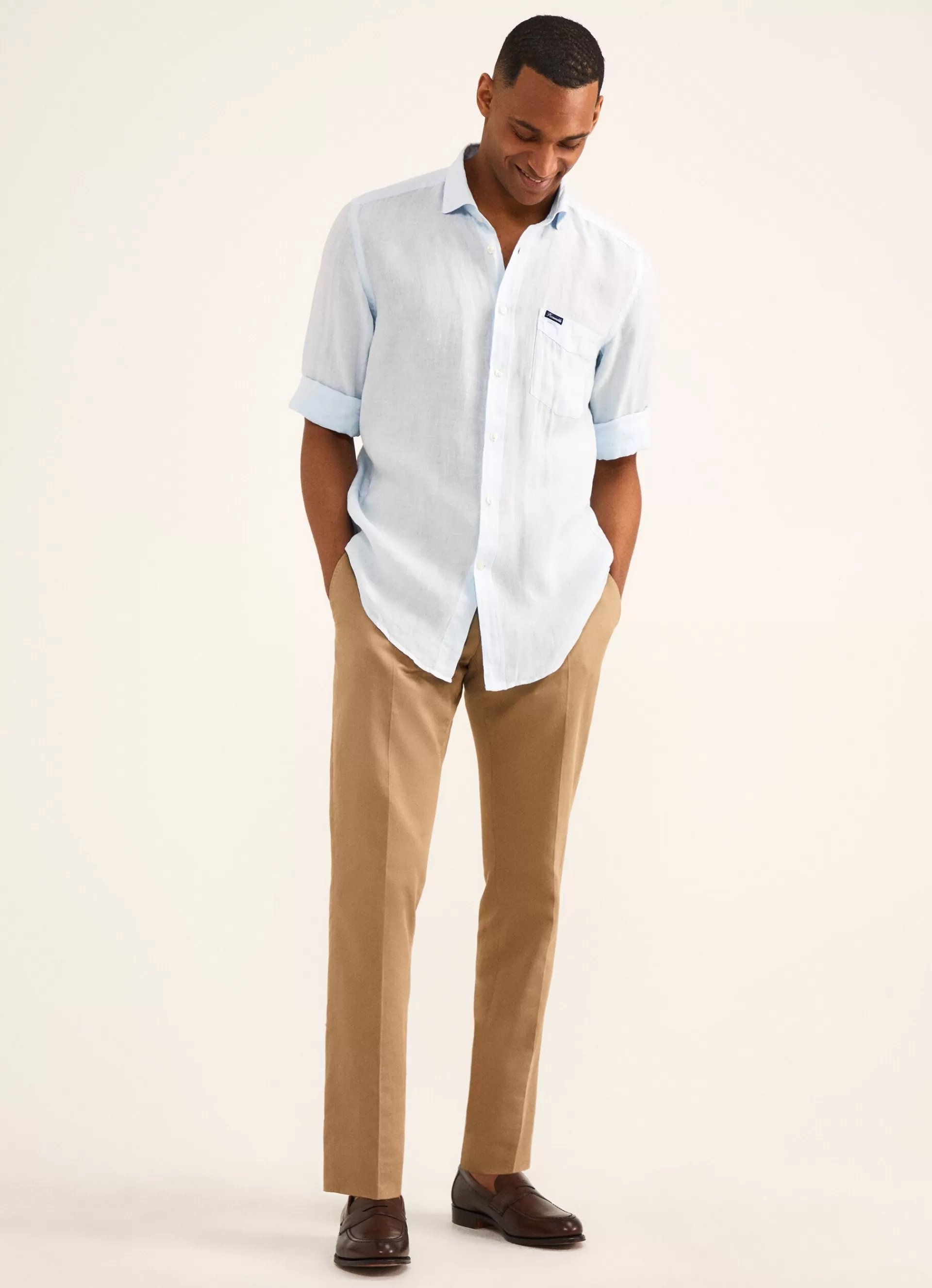 Chemises>Façonnable Chemise En Lin Horizon Blue