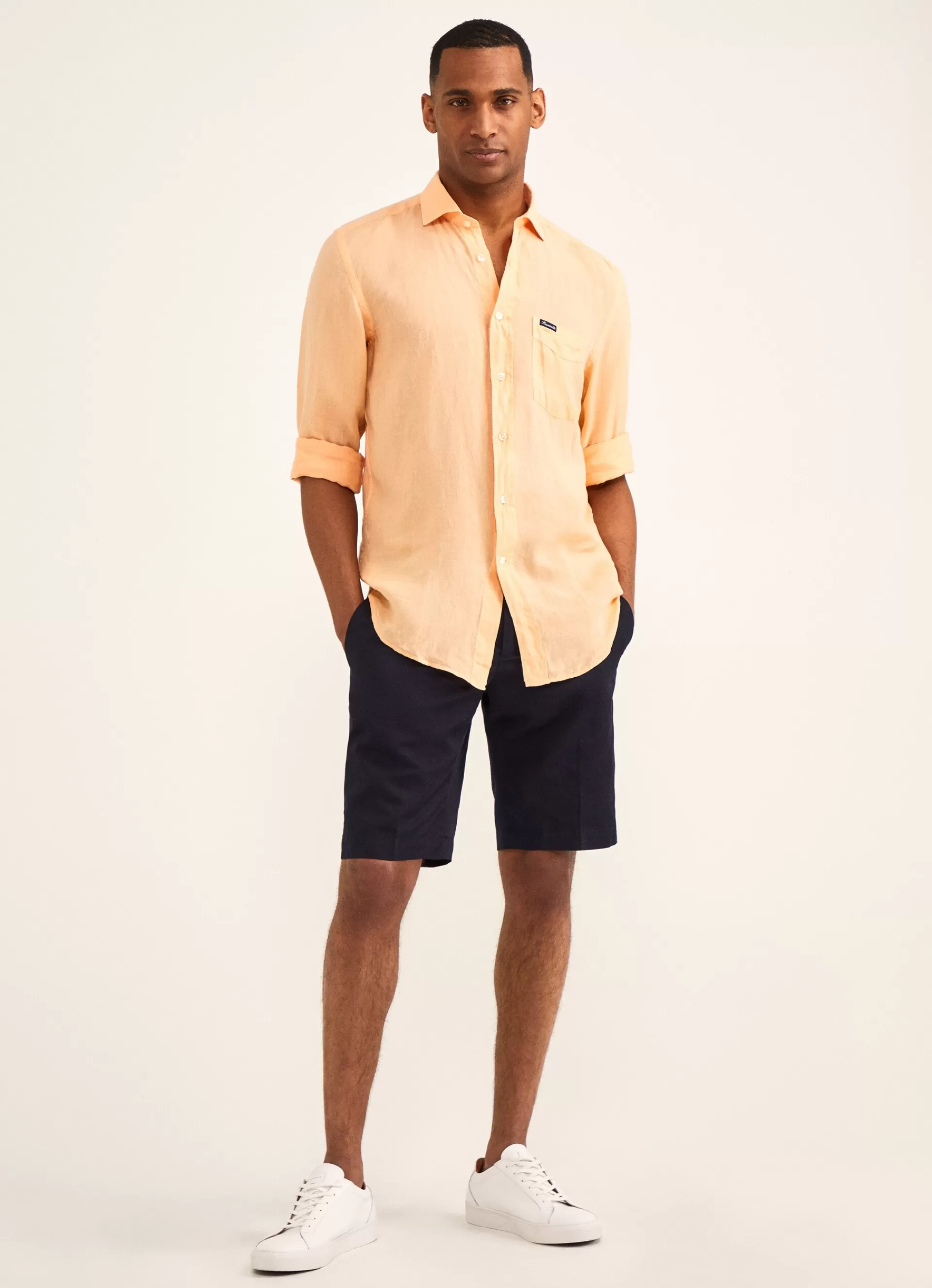 Chemises>Façonnable Chemise En Lin Acid Orange