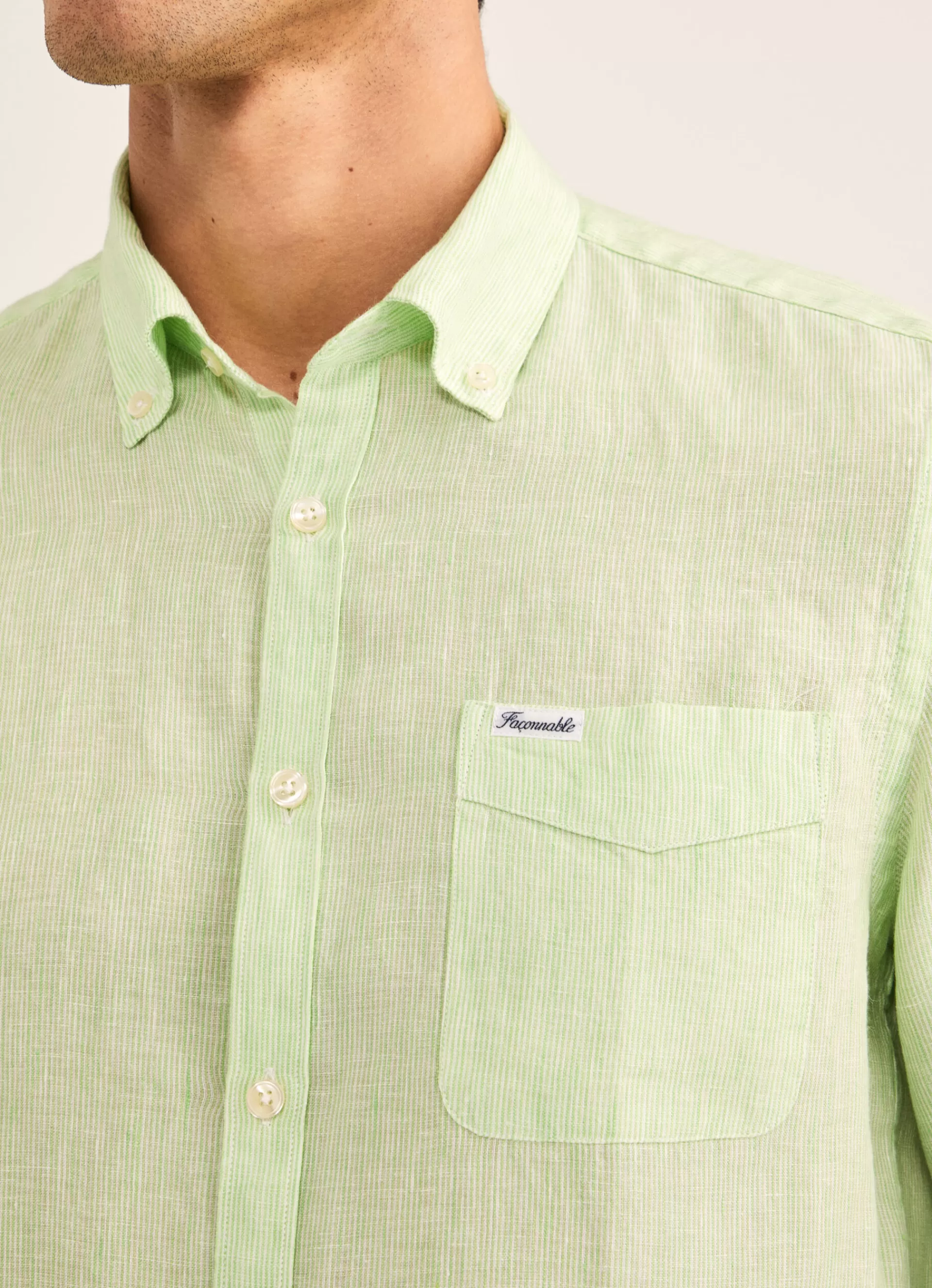 Lin>Façonnable Chemise En Lin Light Green