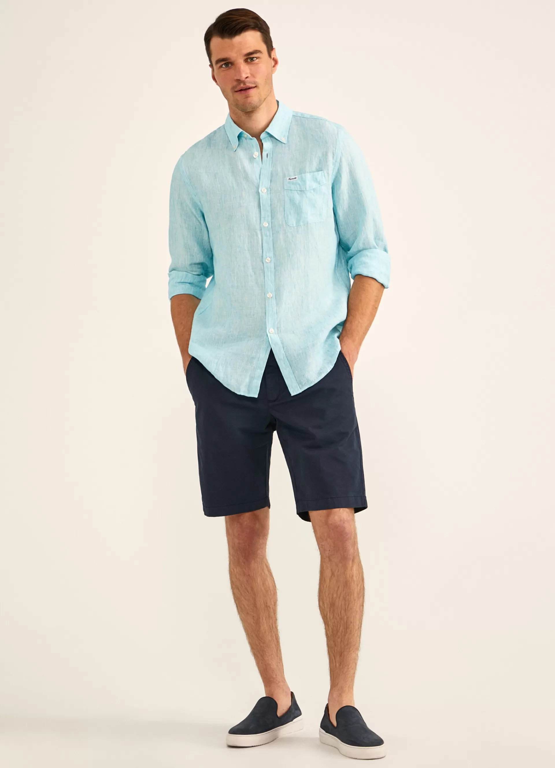 Lin>Façonnable Chemise En Lin Turquoise