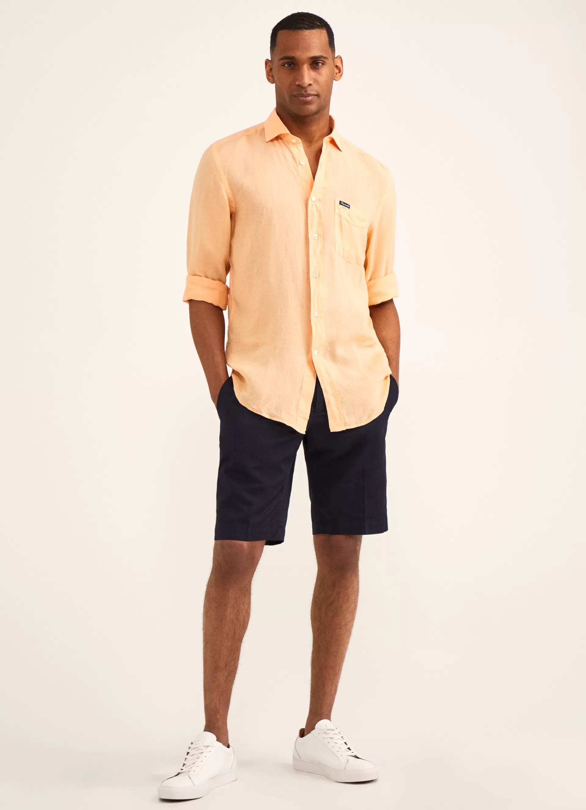 Lin>Façonnable Chemise En Lin Acid Orange