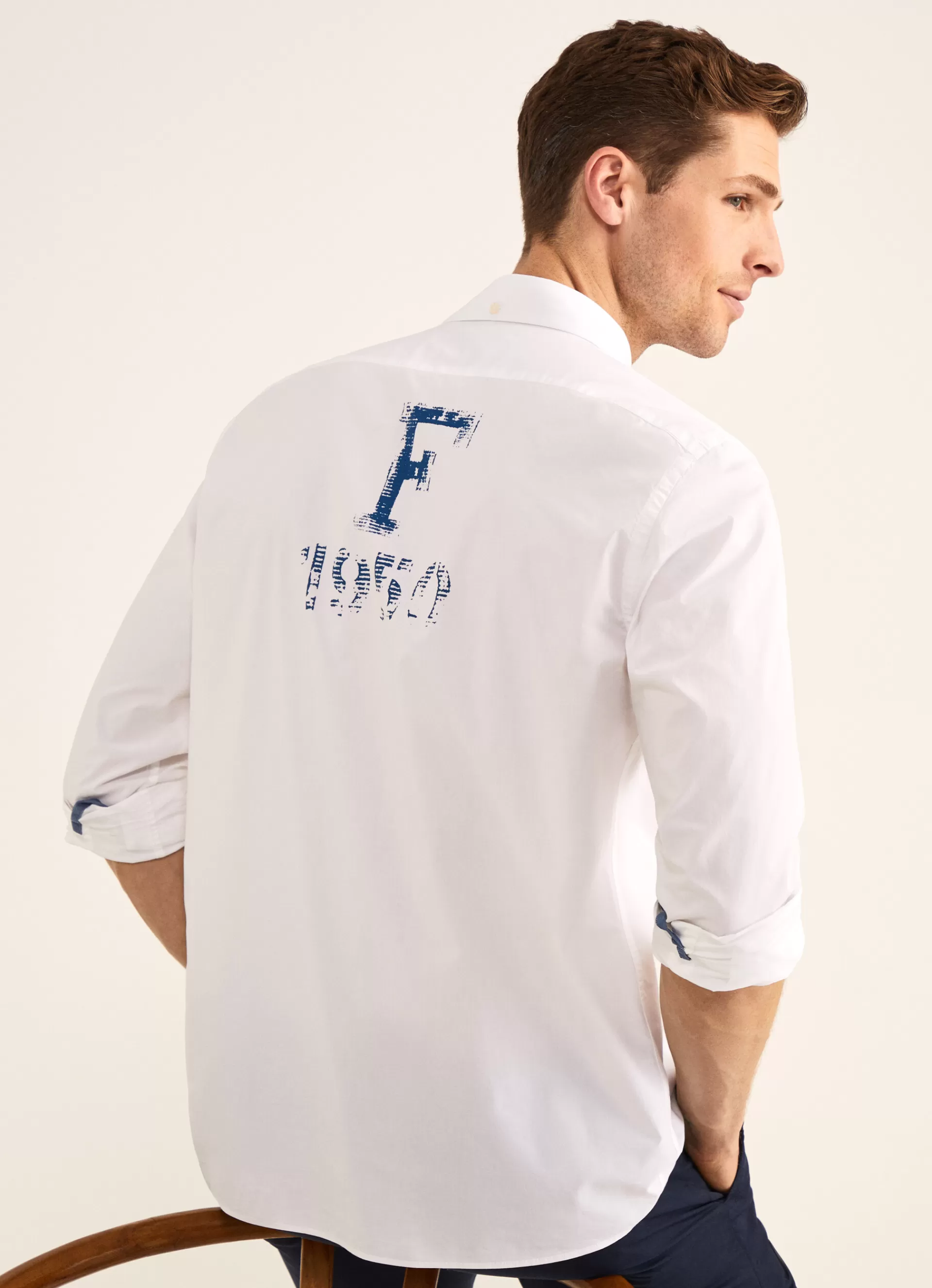 Chemises>Façonnable Chemise En Popeline De Coton White/Blue