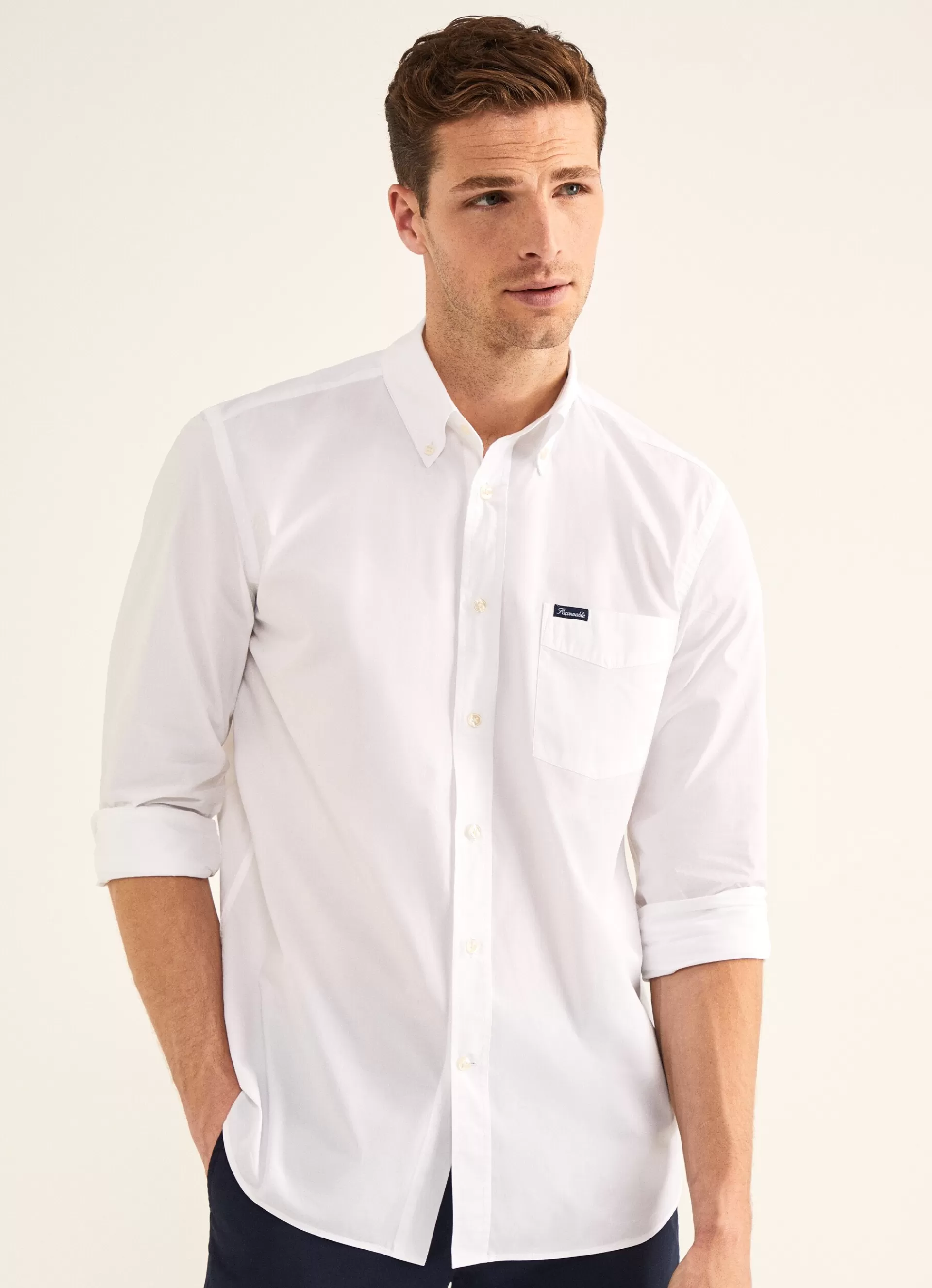 Chemises>Façonnable Chemise En Popeline De Coton White/Blue