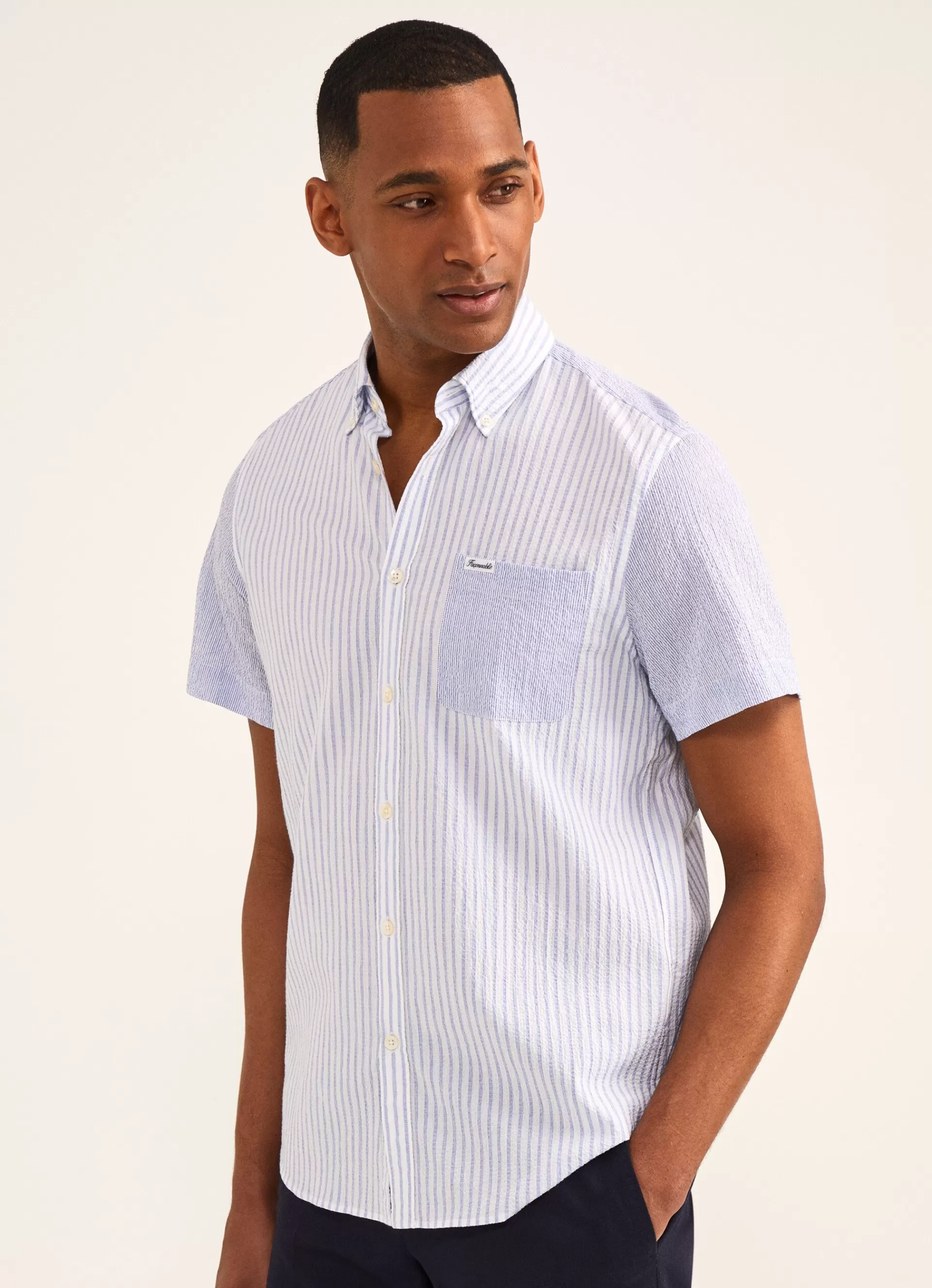 Chemises>Façonnable Chemise En Seersucker De Coton Multi Blue