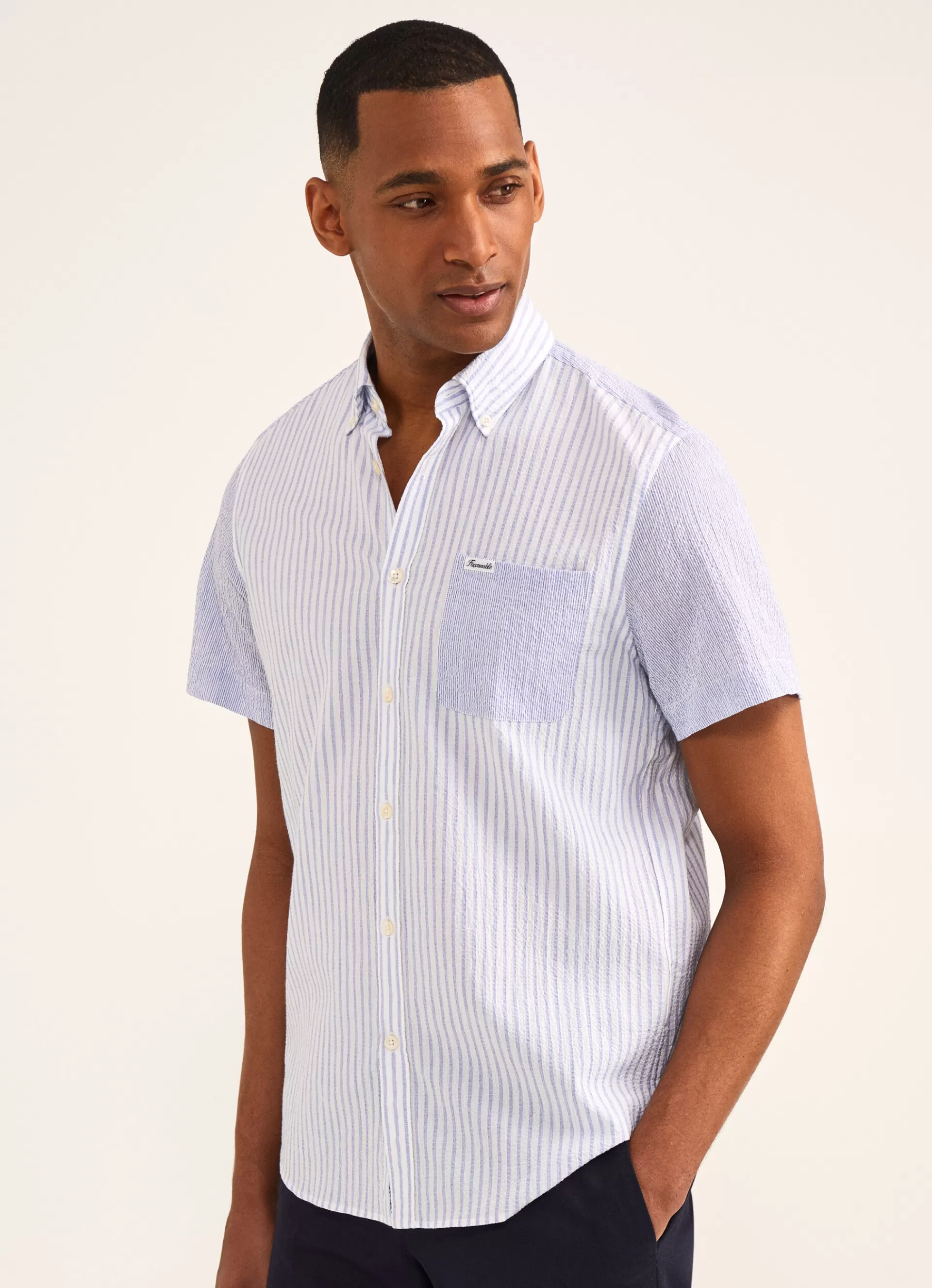 Chemises>Façonnable Chemise En Seersucker De Coton Multi Blue