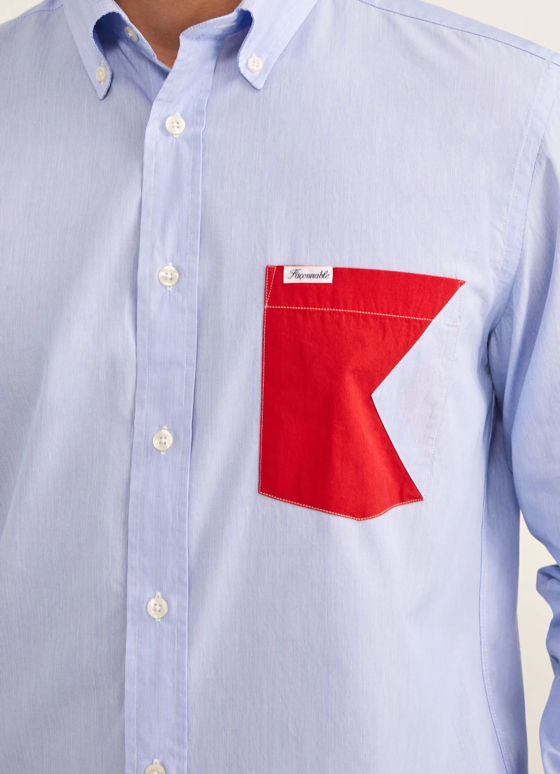 Chemises>Façonnable Chemise Imprime A Rayures Blue/Red
