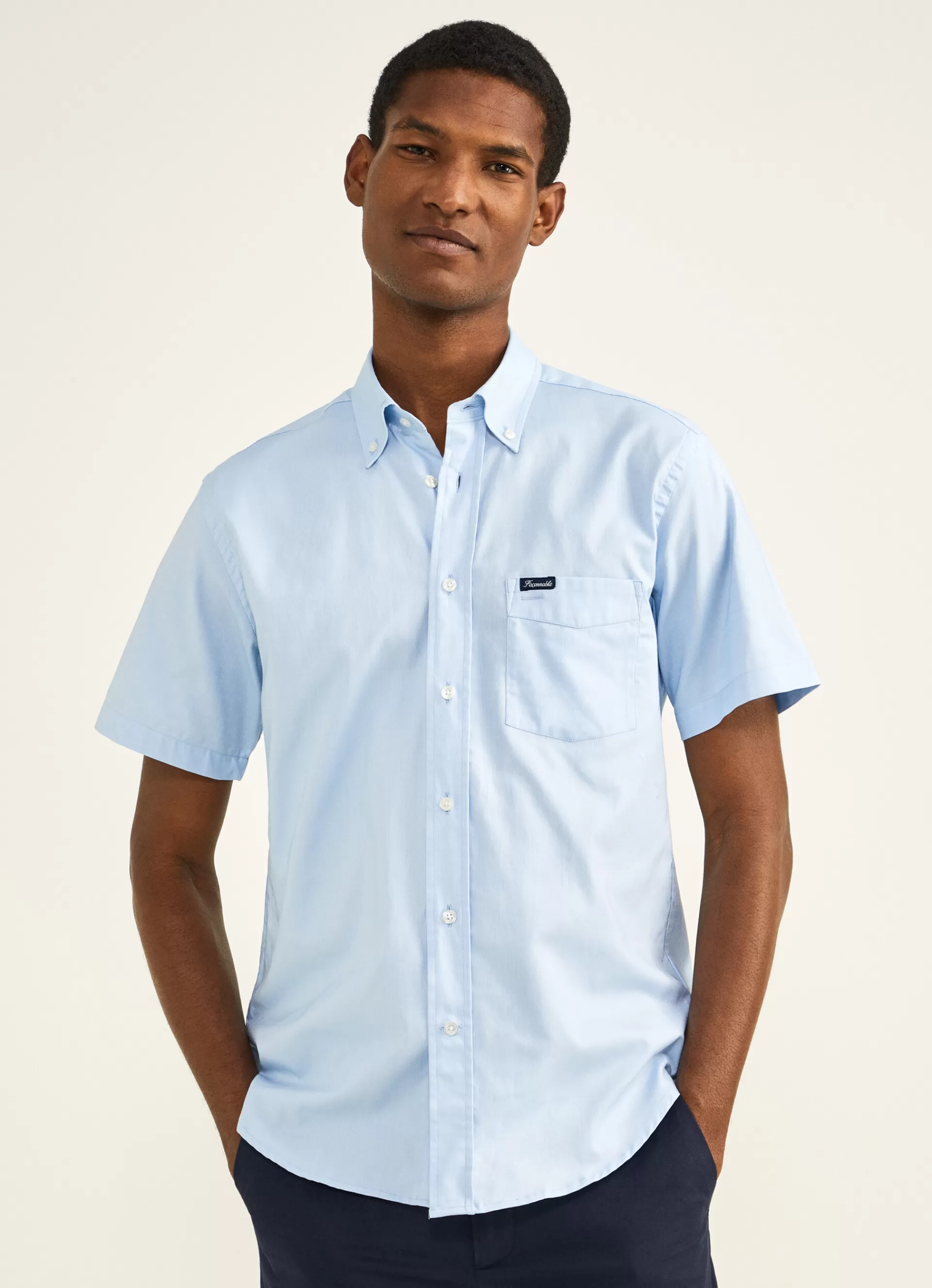 Chemises>Façonnable Chemise Oxford A Manches Courtes Horizon Blue