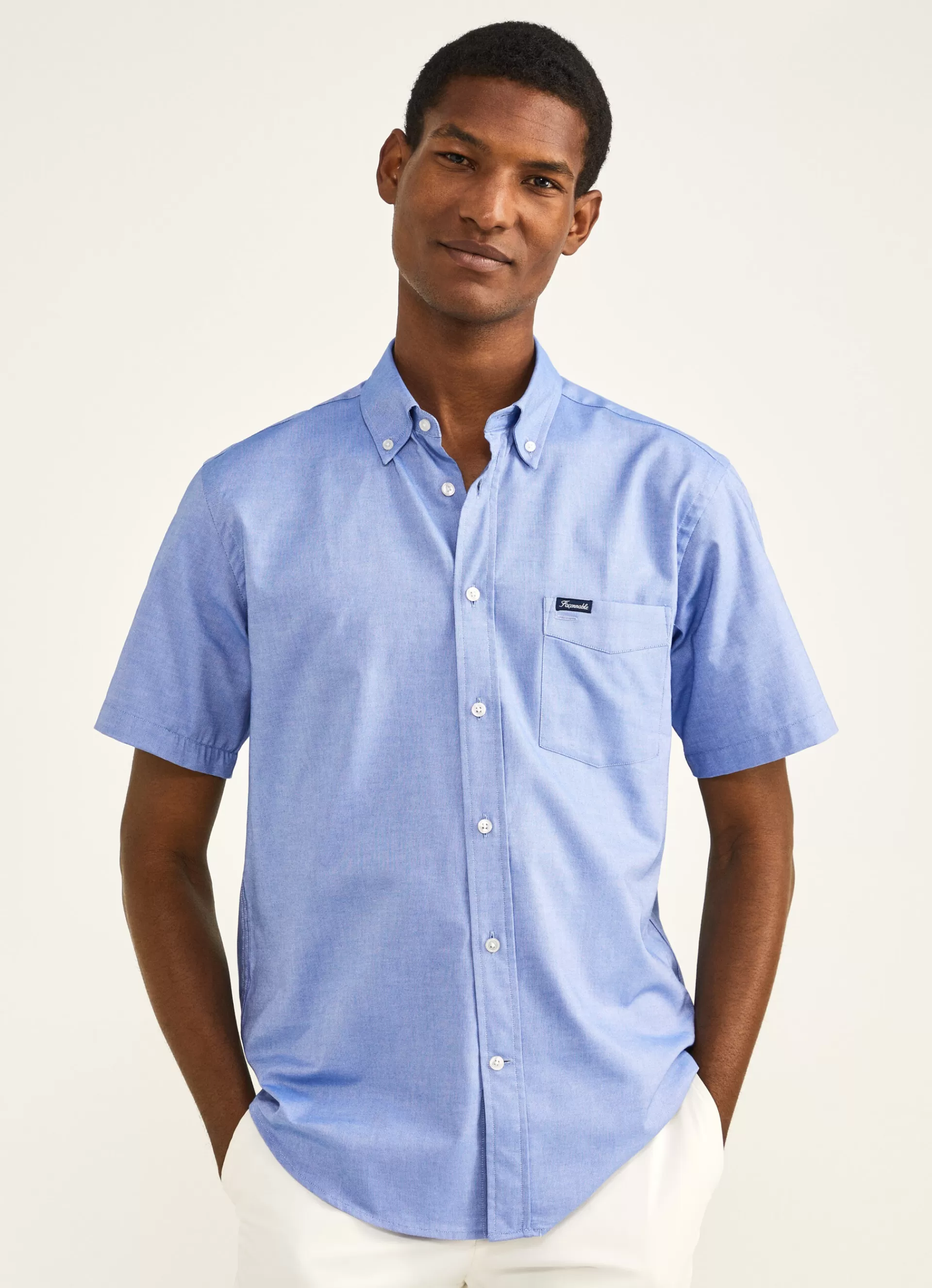Chemises>Façonnable Chemise Oxford A Manches Courtes Naval Blue