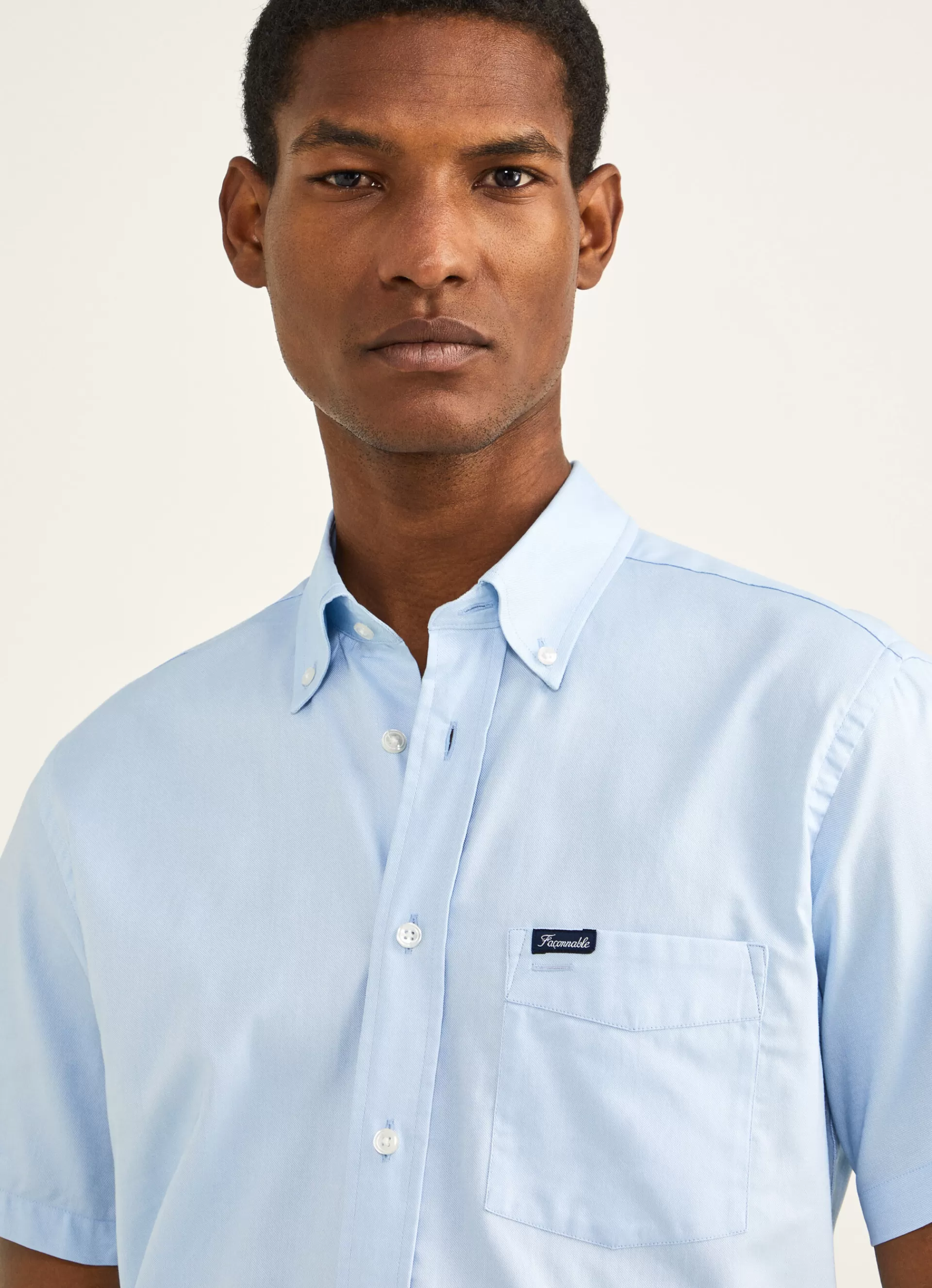 Chemises>Façonnable Chemise Oxford A Manches Courtes Horizon Blue
