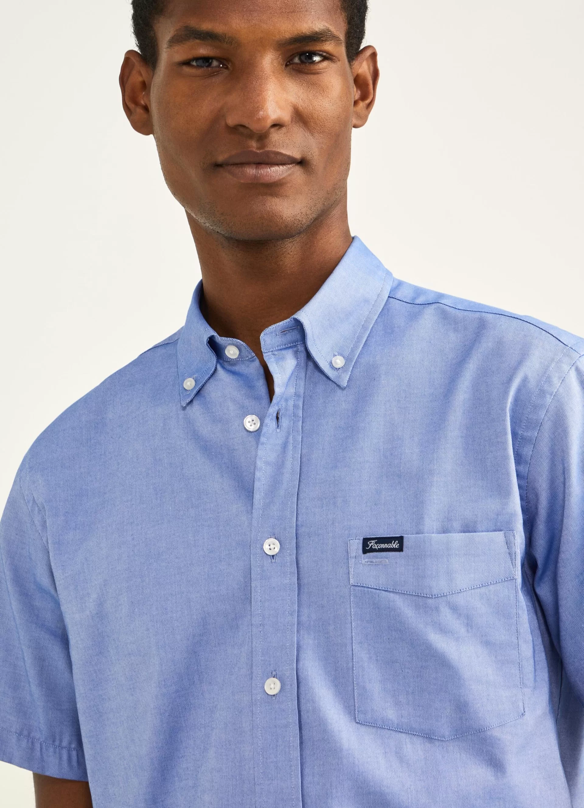 Chemises>Façonnable Chemise Oxford A Manches Courtes Naval Blue