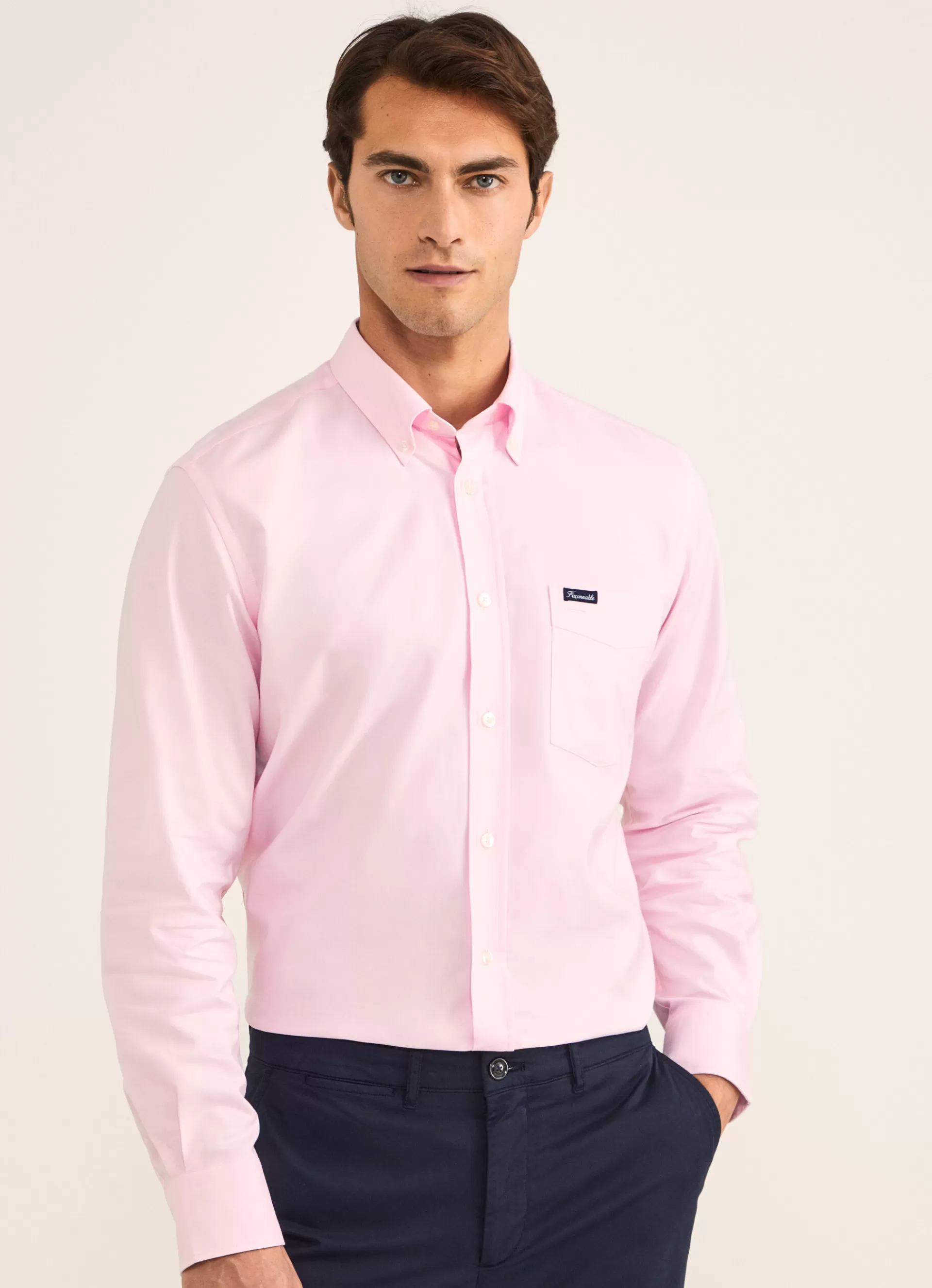 Chemises>Façonnable Chemise Oxford A Manches Longues Light Pink