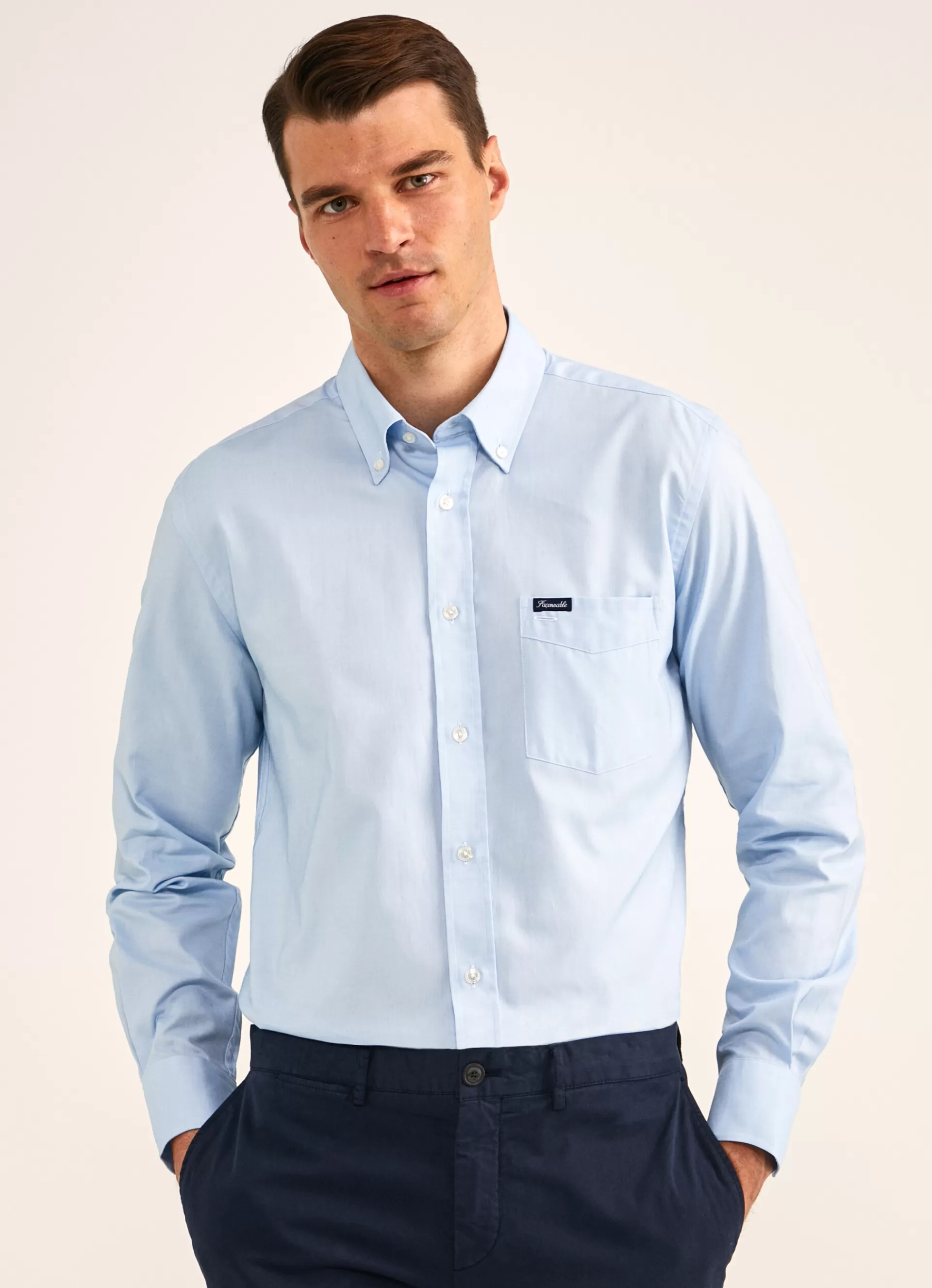 Chemises>Façonnable Chemise Oxford A Manches Longues Horizon Blue