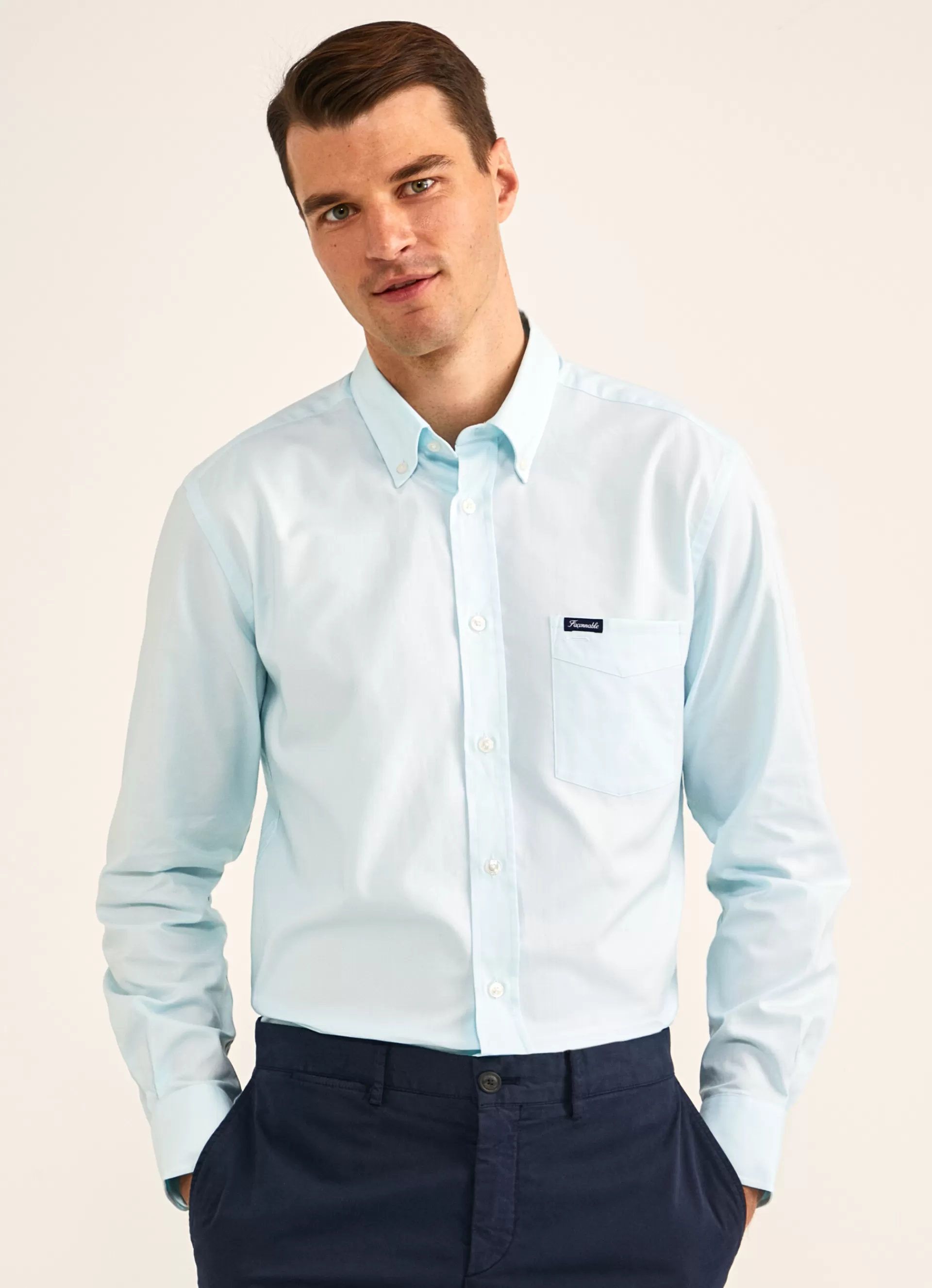 Chemises>Façonnable Chemise Oxford A Manches Longues Aqua