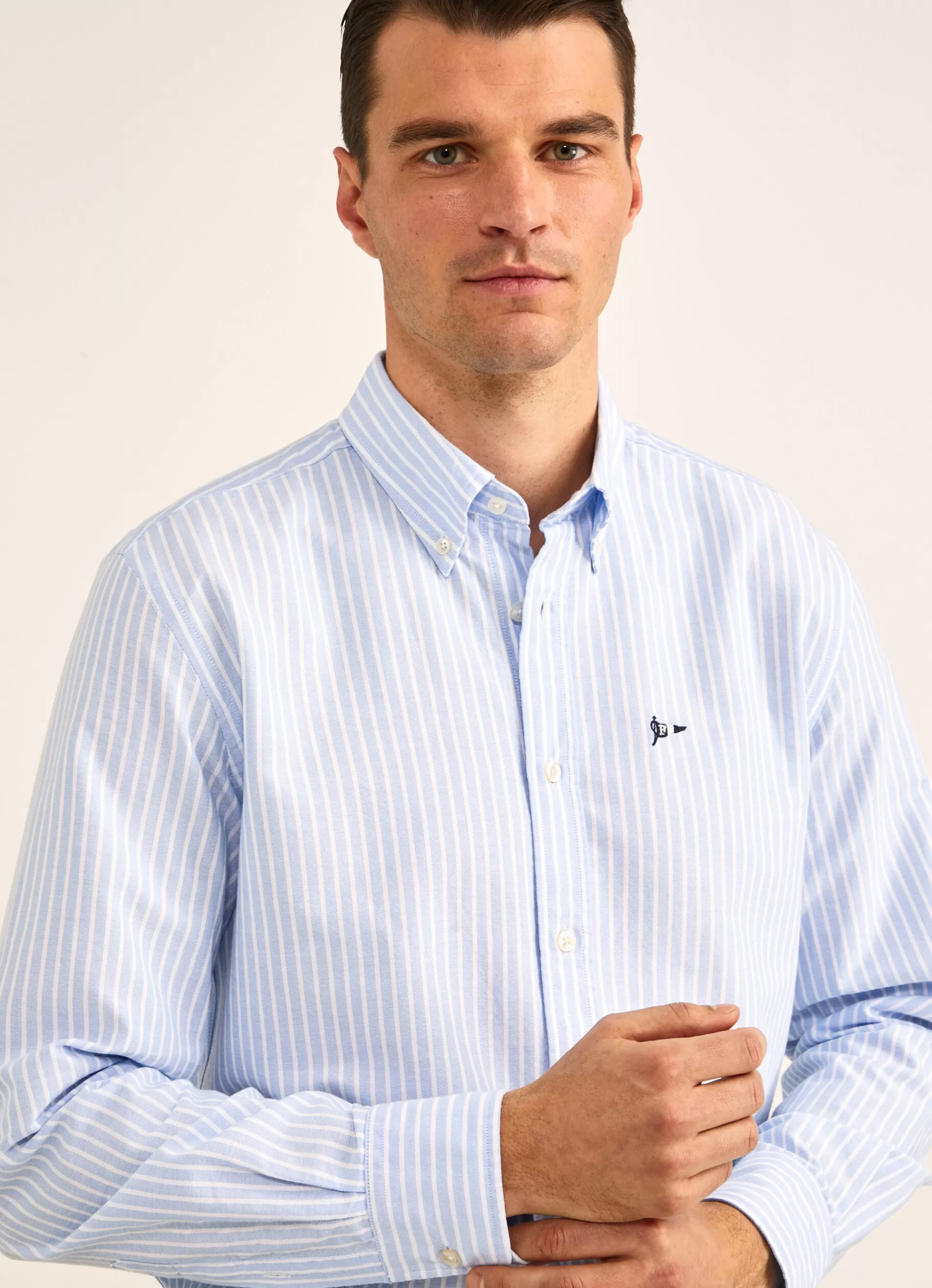 Chemises>Façonnable Chemise Oxford A Rayures Horizon Blue