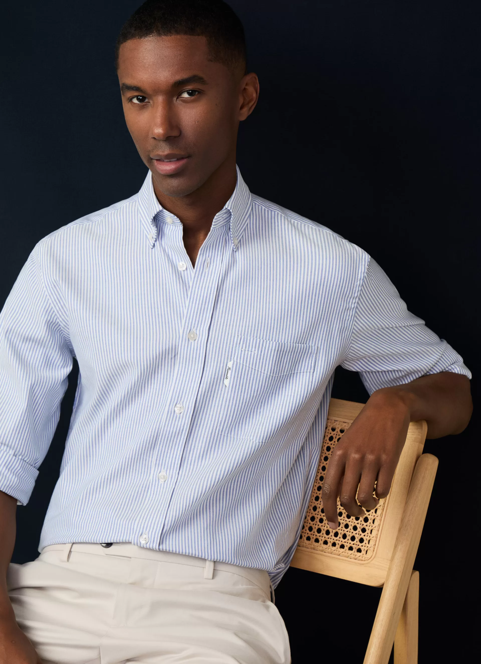 Chemises>Façonnable Chemise Oxford A Rayures Bengale Naval Blue