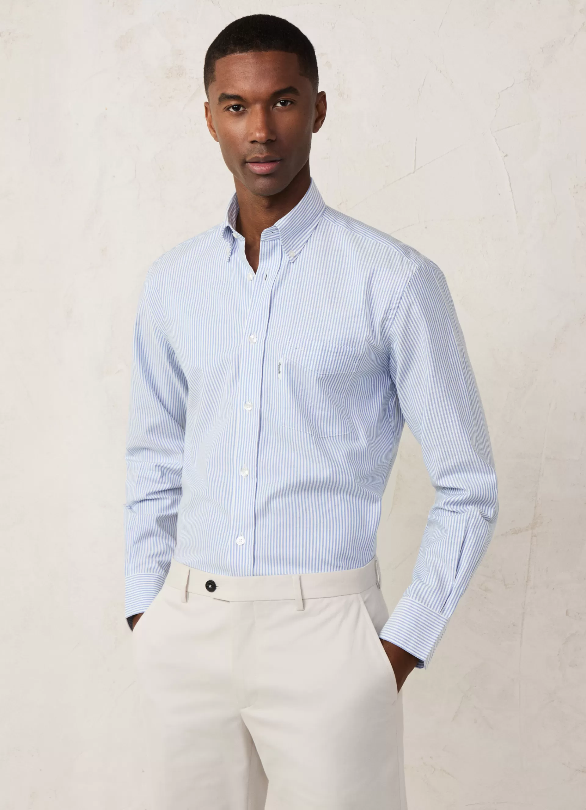 Chemises>Façonnable Chemise Oxford A Rayures Bengale Naval Blue