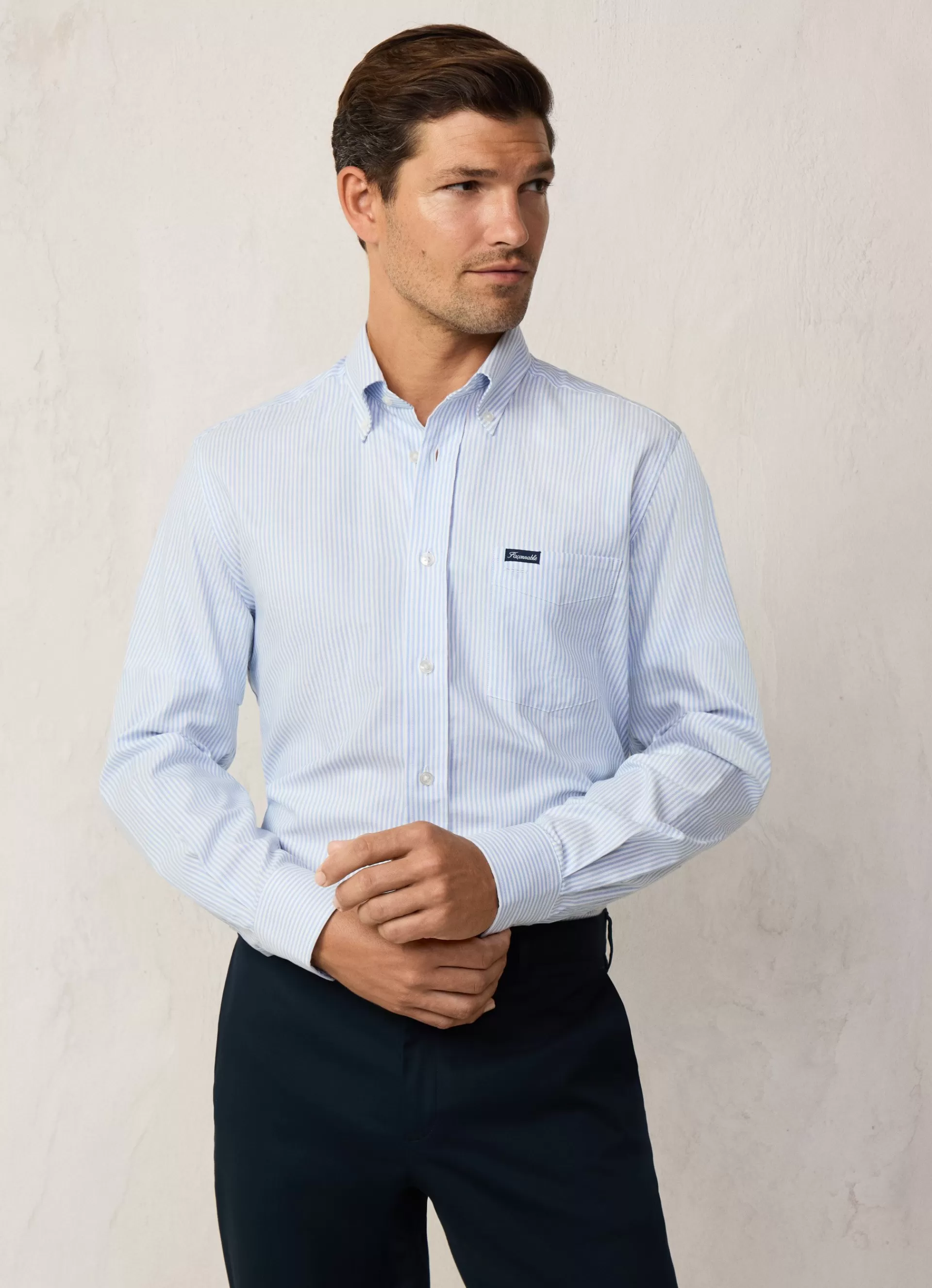 Chemises>Façonnable Chemise Oxford A Rayures Bengale Horizon Blue
