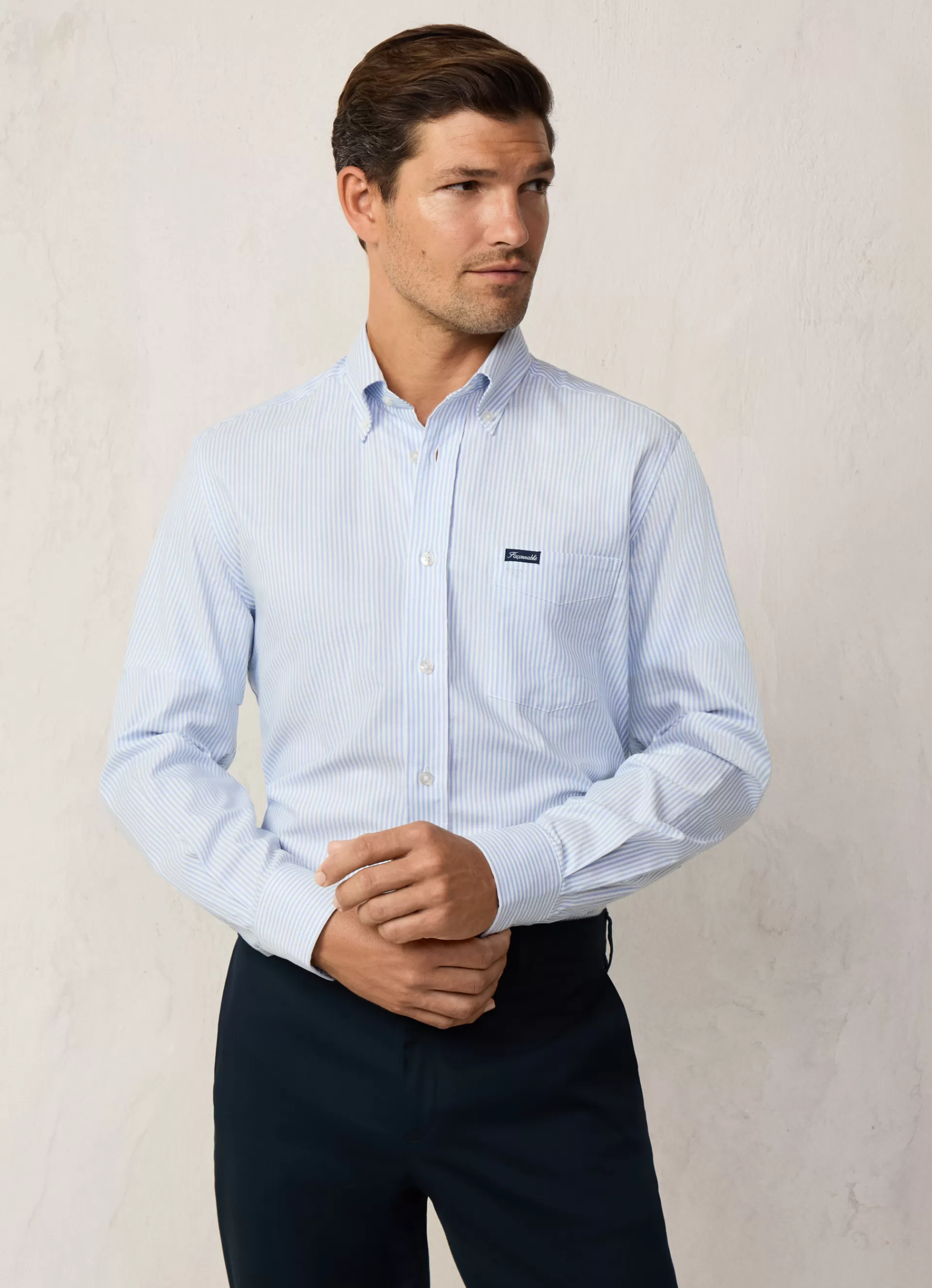 Chemises>Façonnable Chemise Oxford A Rayures Bengale Horizon Blue